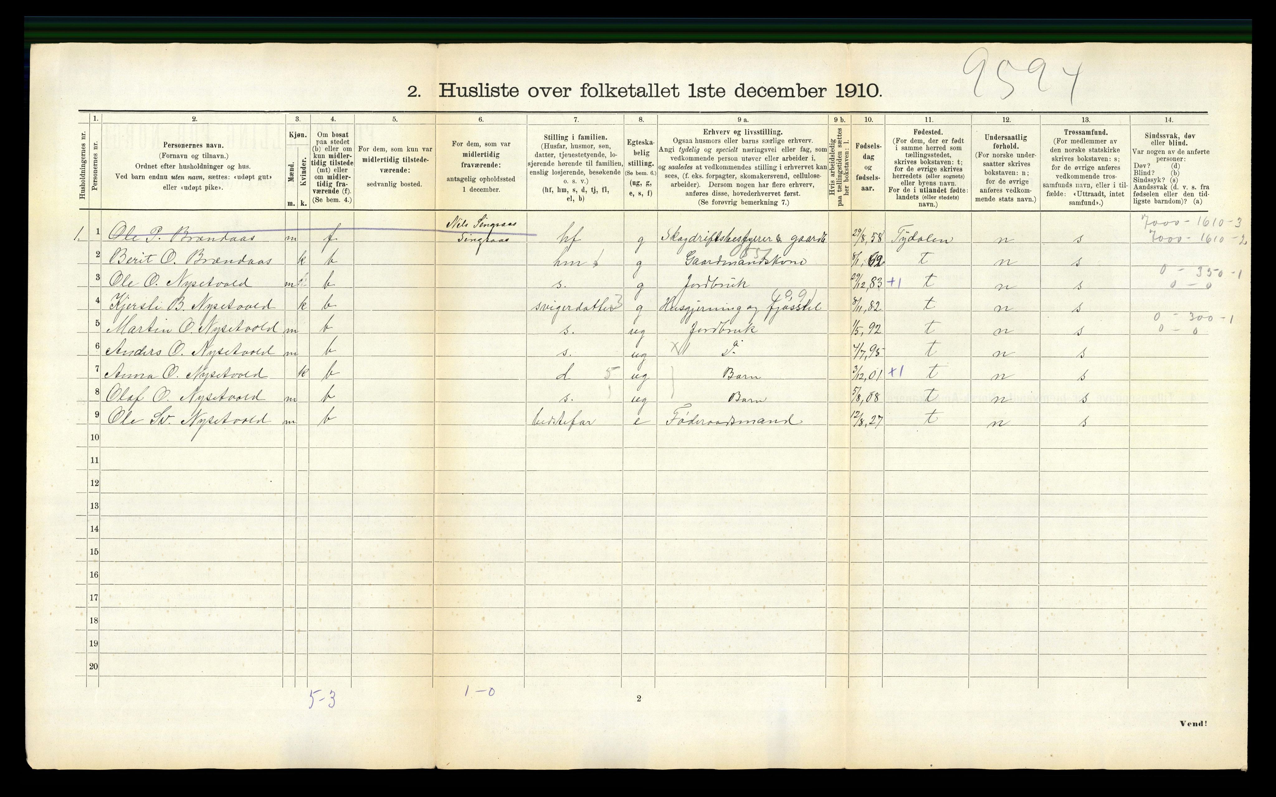 RA, 1910 census for Haltdalen, 1910, p. 305