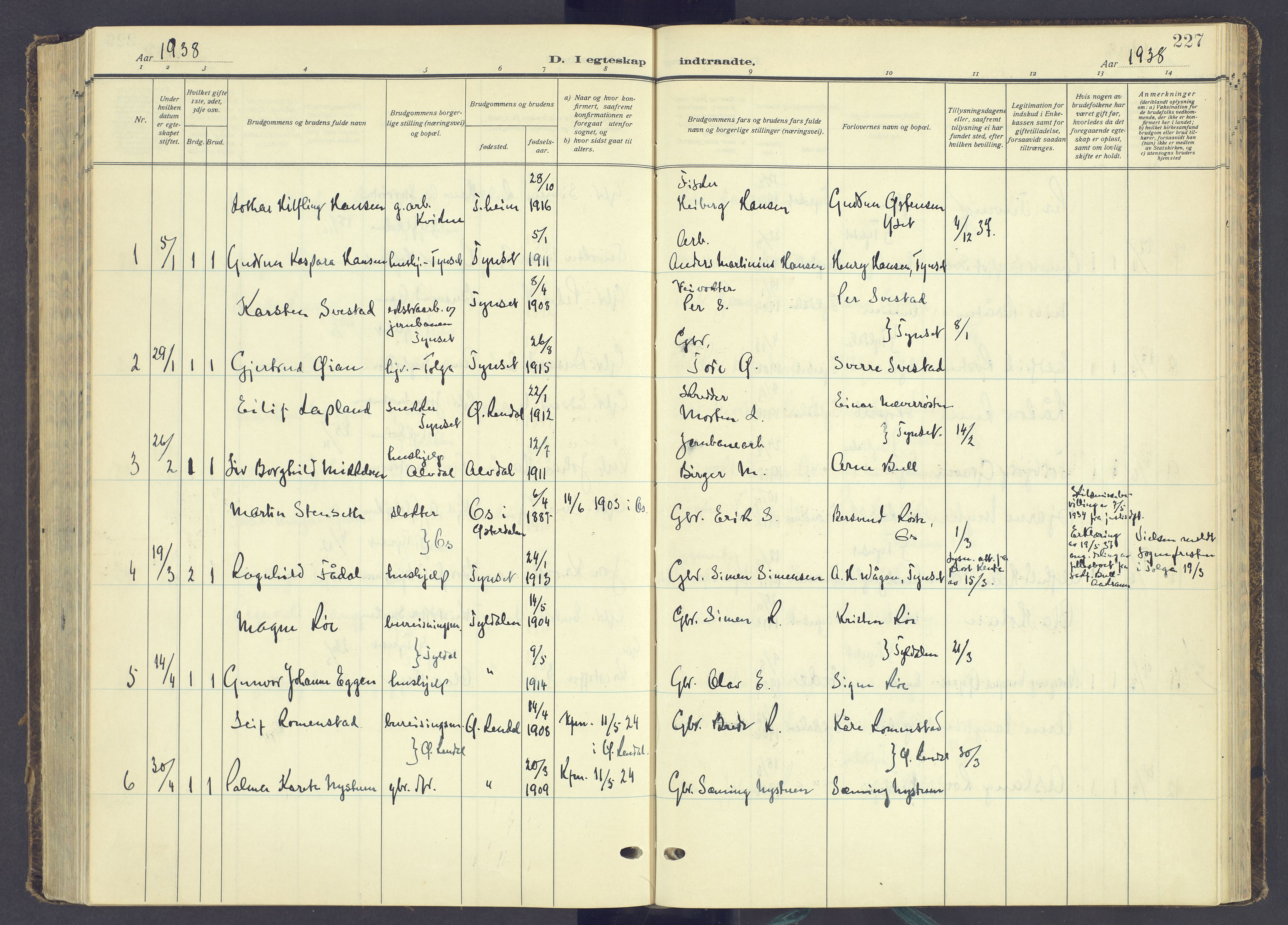 Tynset prestekontor, AV/SAH-PREST-058/H/Ha/Haa/L0027: Parish register (official) no. 27, 1930-1944, p. 227