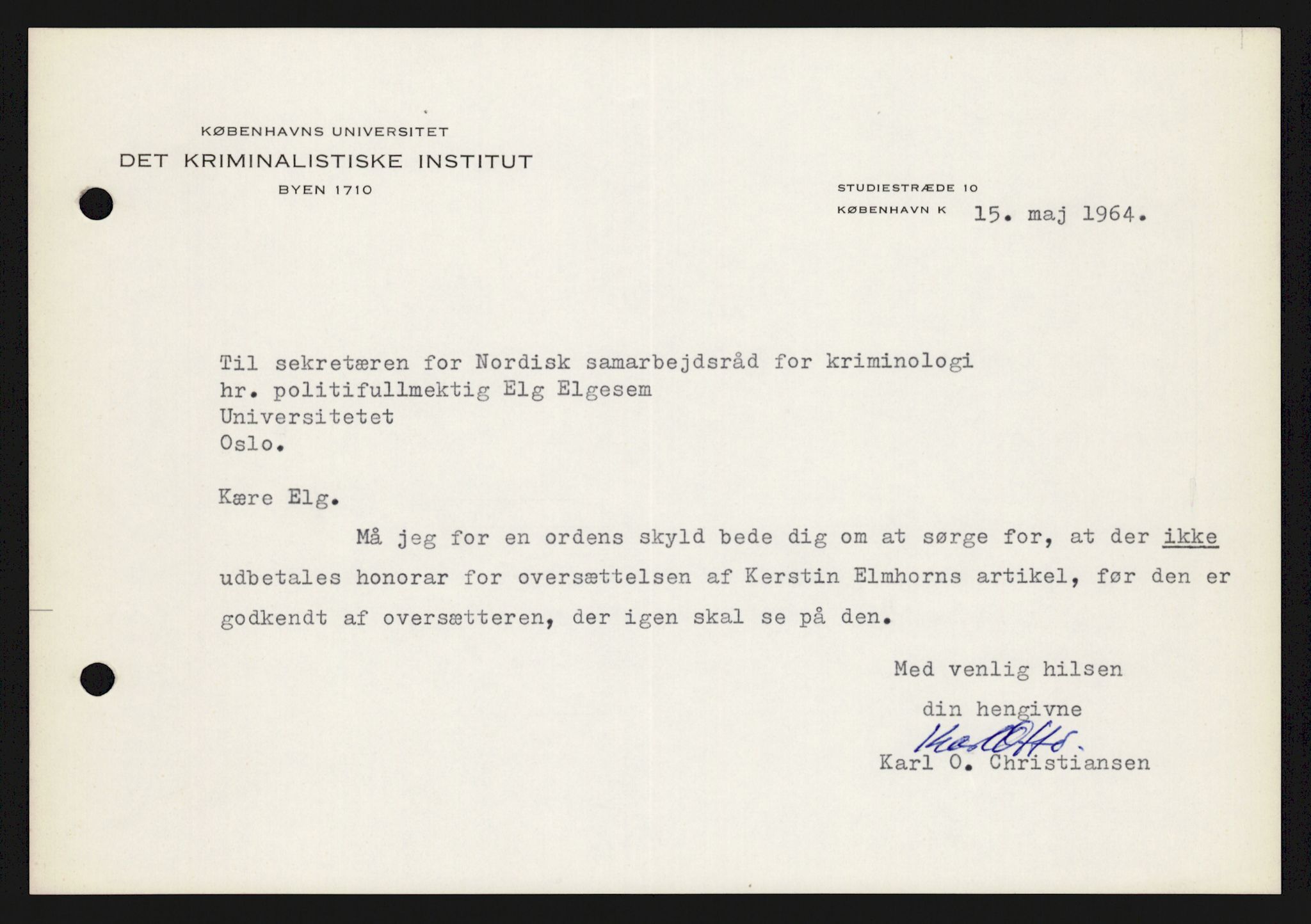 Justisdepartementet, Nordisk samarbeidsråd for kriminologi, AV/RA-S-1164/D/Da/L0001: A Rådets virksomhet, 1961-1974, p. 1162