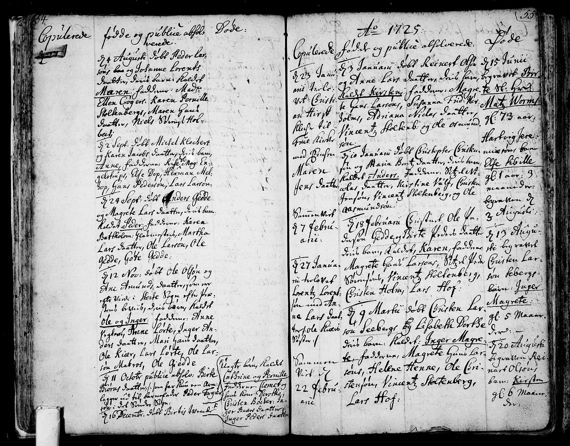 Tønsberg kirkebøker, SAKO/A-330/F/Fb/L0001: Parish register (official) no. II 1, 1690-1796, p. 54-55