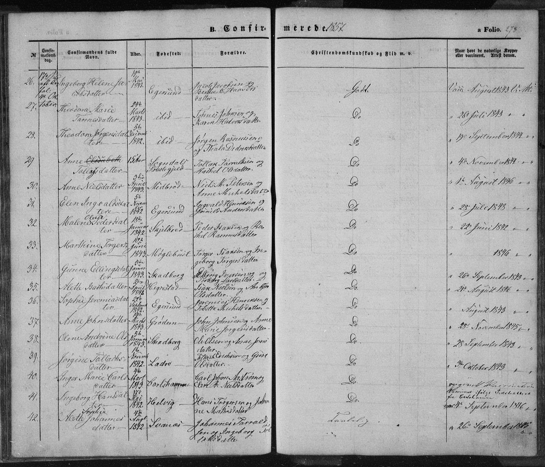 Eigersund sokneprestkontor, SAST/A-101807/S08/L0012: Parish register (official) no. A 12.1, 1850-1865, p. 278