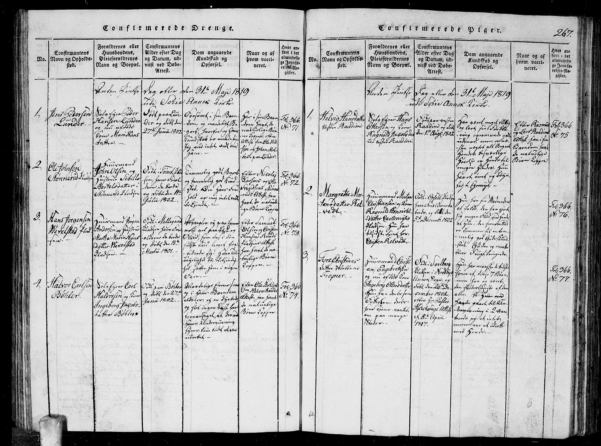 Kråkstad prestekontor Kirkebøker, AV/SAO-A-10125a/G/Ga/L0001: Parish register (copy) no. I 1, 1813-1824, p. 267