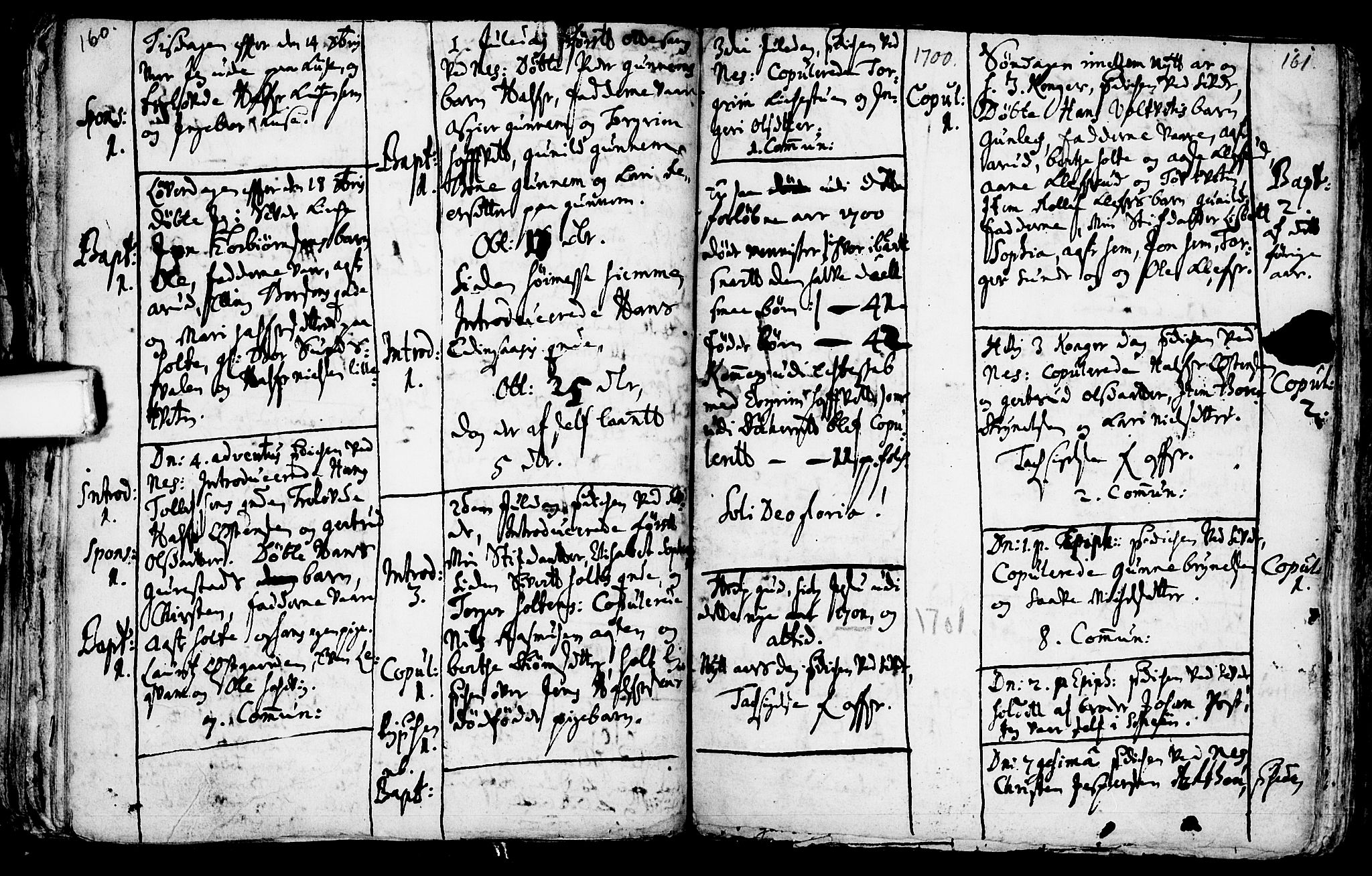 Sauherad kirkebøker, SAKO/A-298/F/Fa/L0002: Parish register (official) no. I 2, 1681-1720, p. 160-161