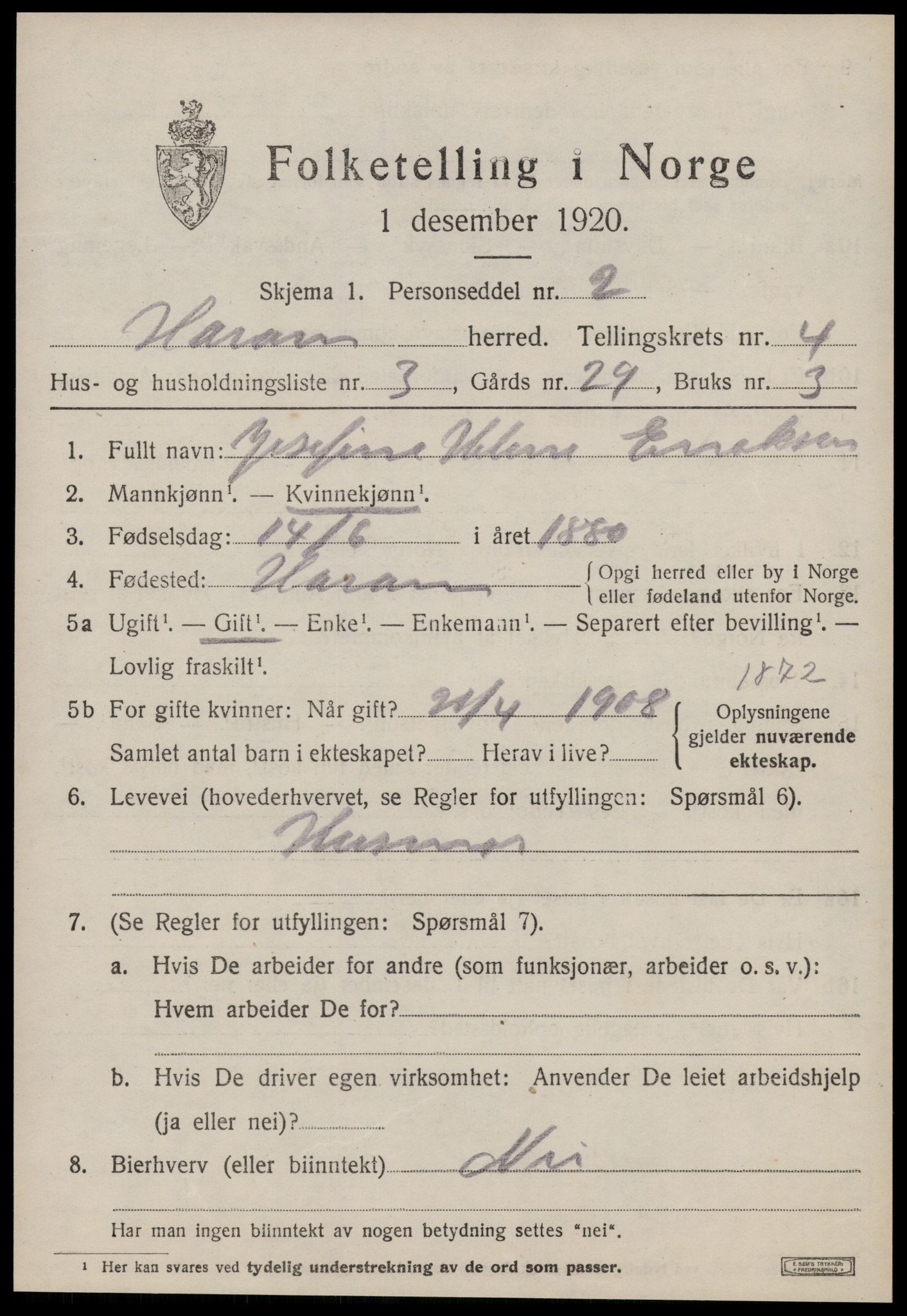 SAT, 1920 census for Haram, 1920, p. 2261