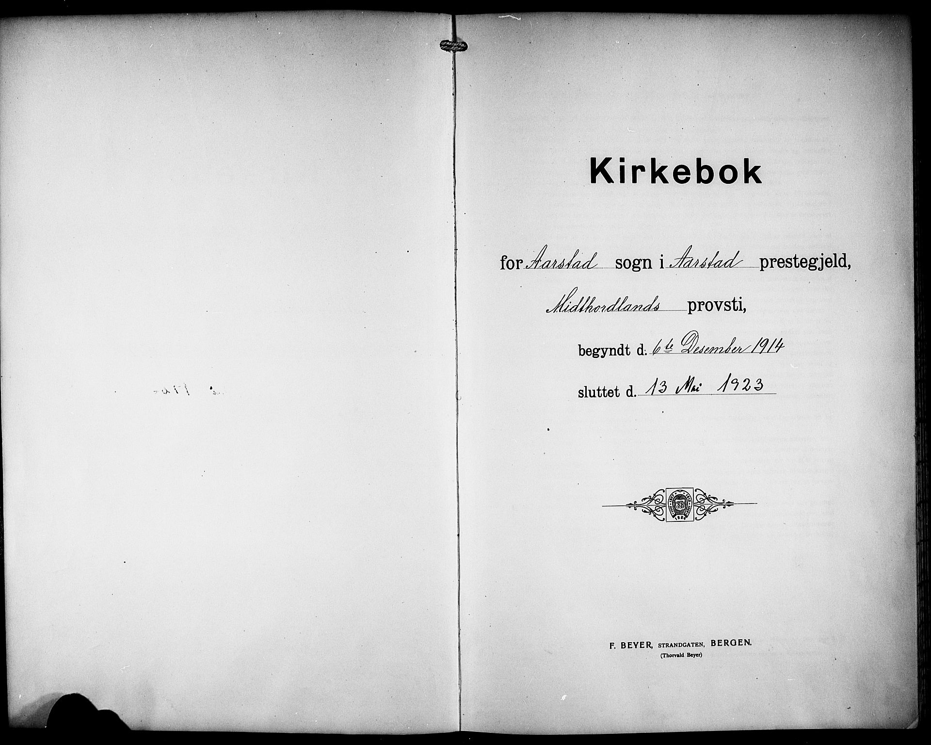 Årstad Sokneprestembete, SAB/A-79301/H/Hab/L0013: Parish register (copy) no. B 3, 1914-1923