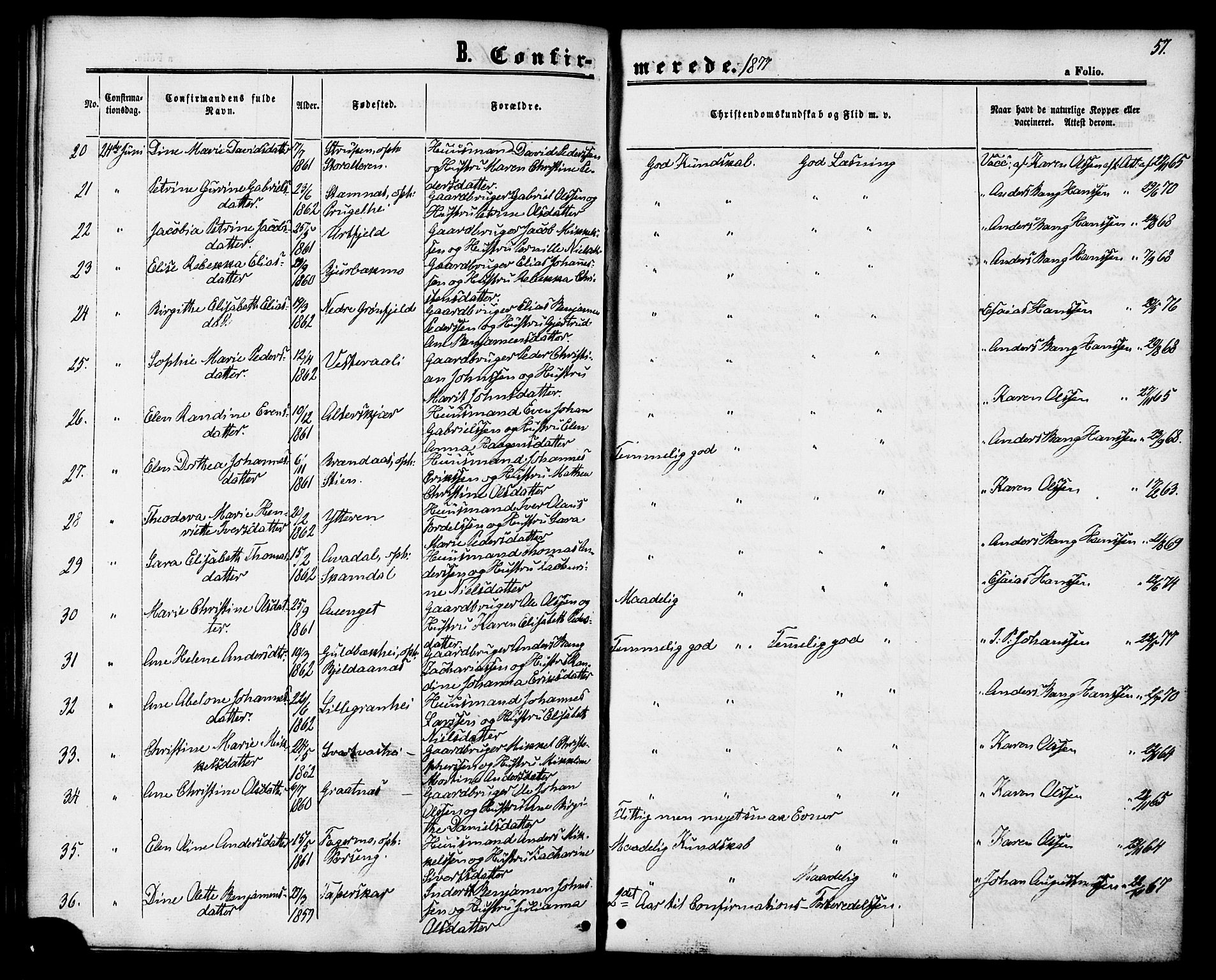 Ministerialprotokoller, klokkerbøker og fødselsregistre - Nordland, AV/SAT-A-1459/827/L0394: Parish register (official) no. 827A06, 1865-1886, p. 57