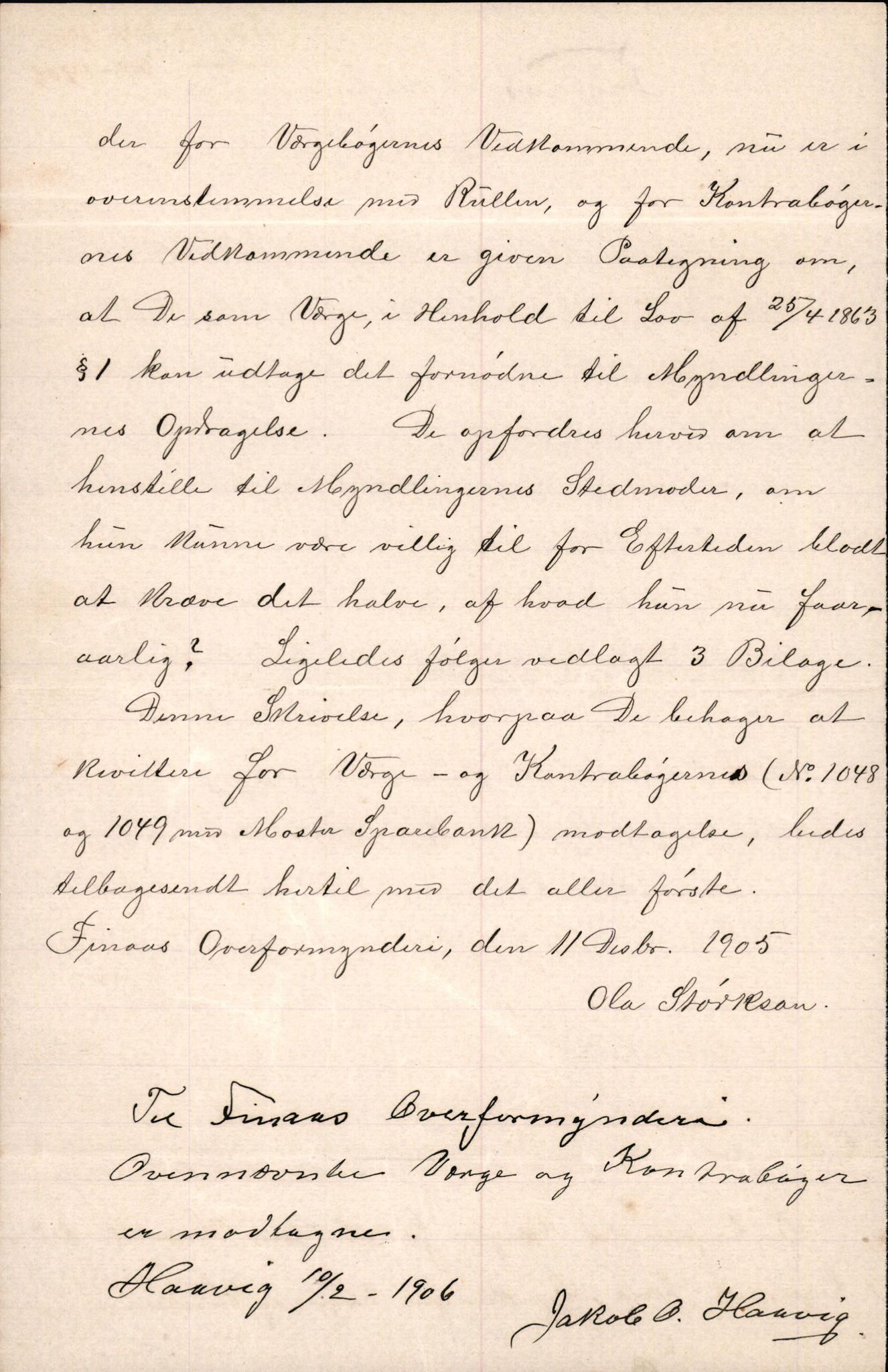 Finnaas kommune. Overformynderiet, IKAH/1218a-812/D/Da/Daa/L0002/0003: Kronologisk ordna korrespondanse / Kronologisk ordna korrespondanse, 1905-1909, p. 58