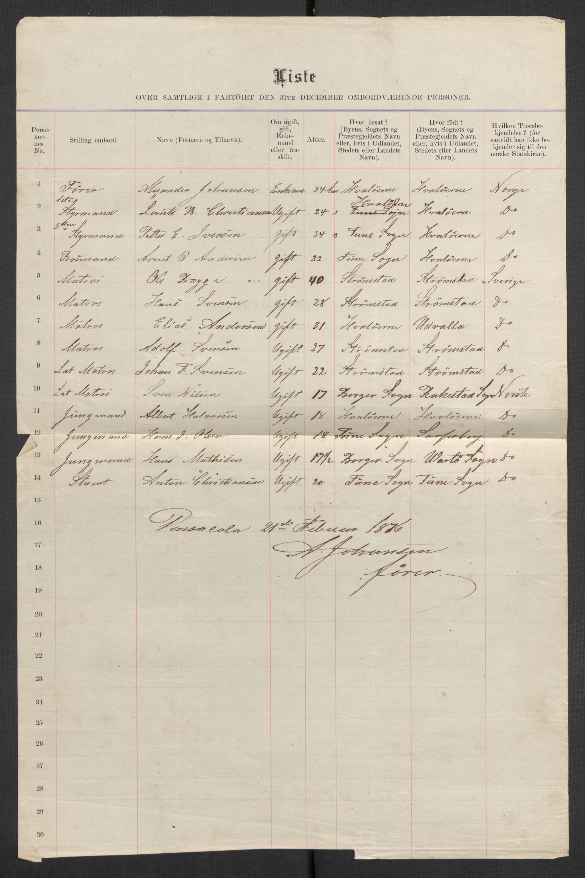 RA, 1875 census, lists of crew on ships: Ships in ports abroad, 1875, p. 34