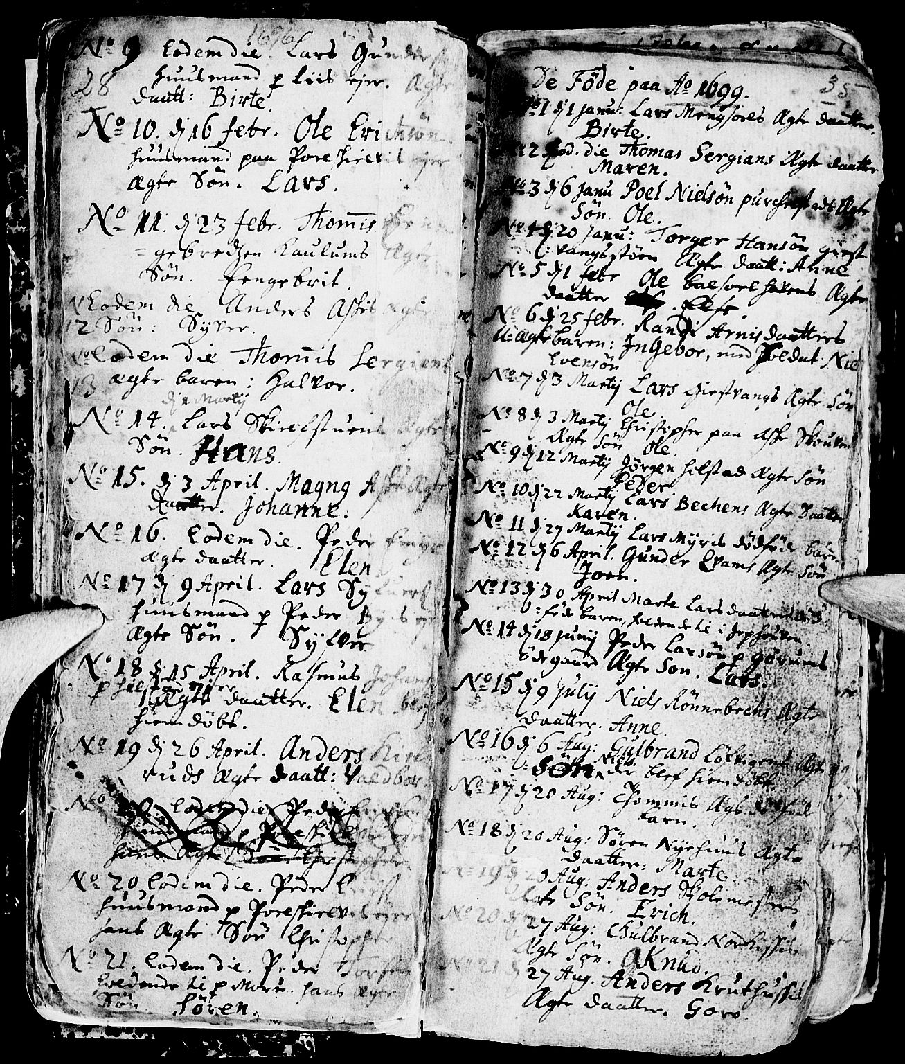 Nes prestekontor, Hedmark, AV/SAH-PREST-020/L/La/L0001: Parish register (copy) no. 1, 1663-1784, p. 34-35