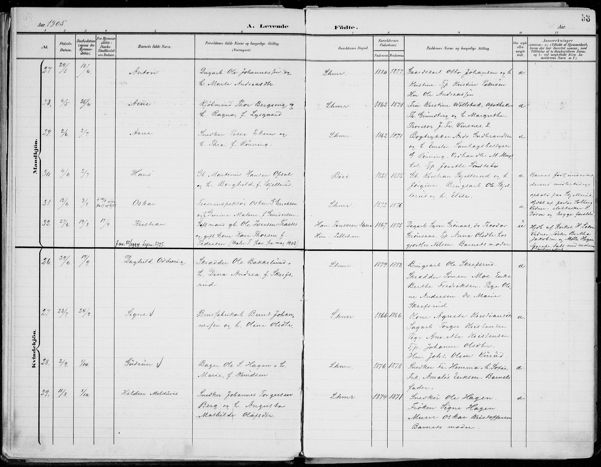 Lillehammer prestekontor, AV/SAH-PREST-088/H/Ha/Haa/L0001: Parish register (official) no. 1, 1901-1916, p. 53