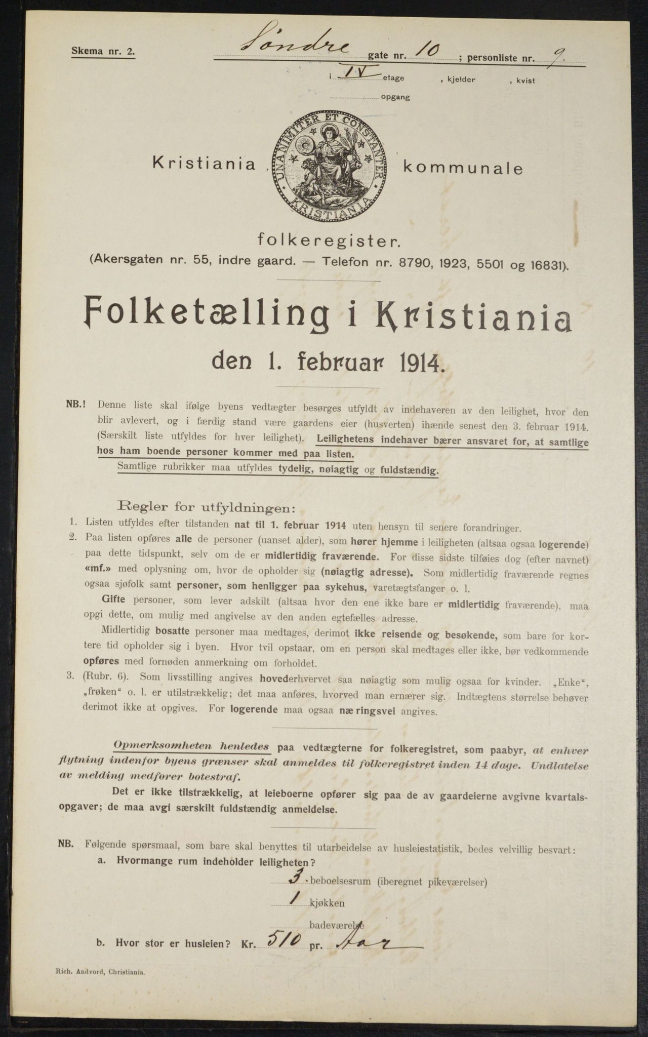 OBA, Municipal Census 1914 for Kristiania, 1914, p. 107104