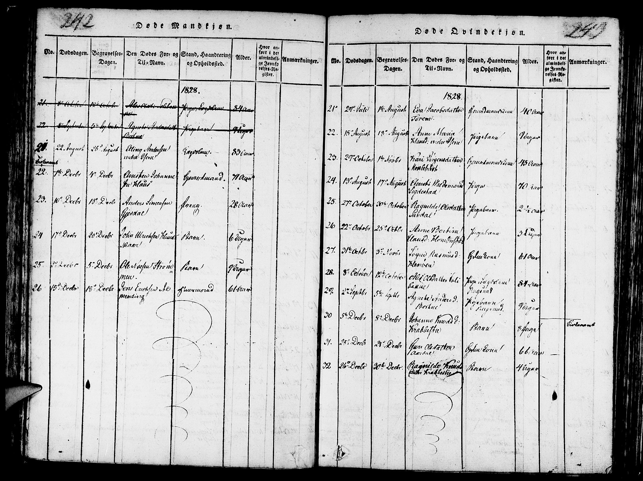 Davik sokneprestembete, AV/SAB-A-79701/H/Haa/Haaa/L0003: Parish register (official) no. A 3, 1816-1830, p. 242-243