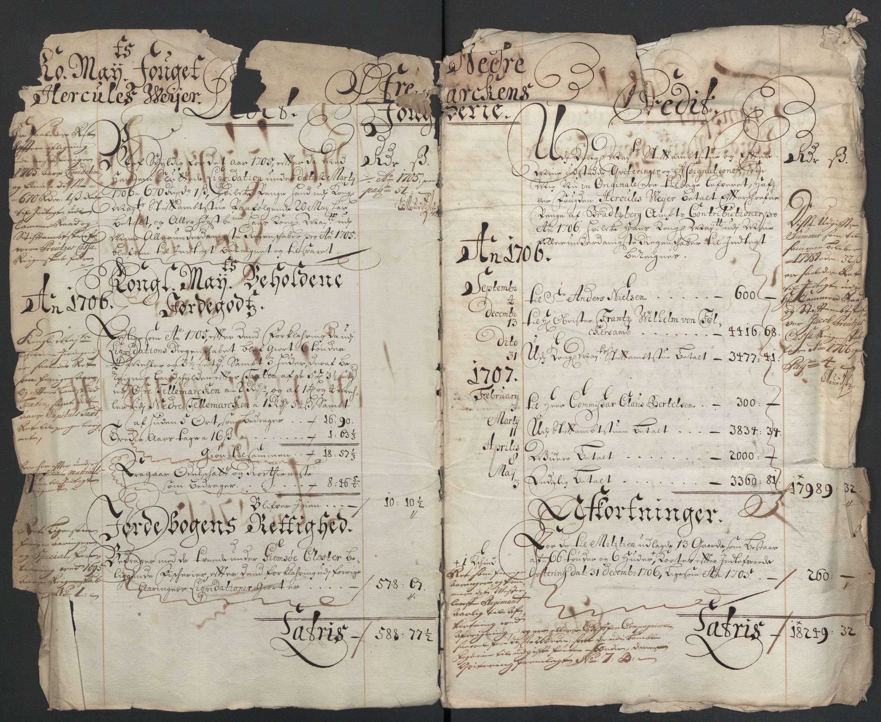 Rentekammeret inntil 1814, Reviderte regnskaper, Fogderegnskap, AV/RA-EA-4092/R36/L2116: Fogderegnskap Øvre og Nedre Telemark og Bamble, 1706-1707, p. 4