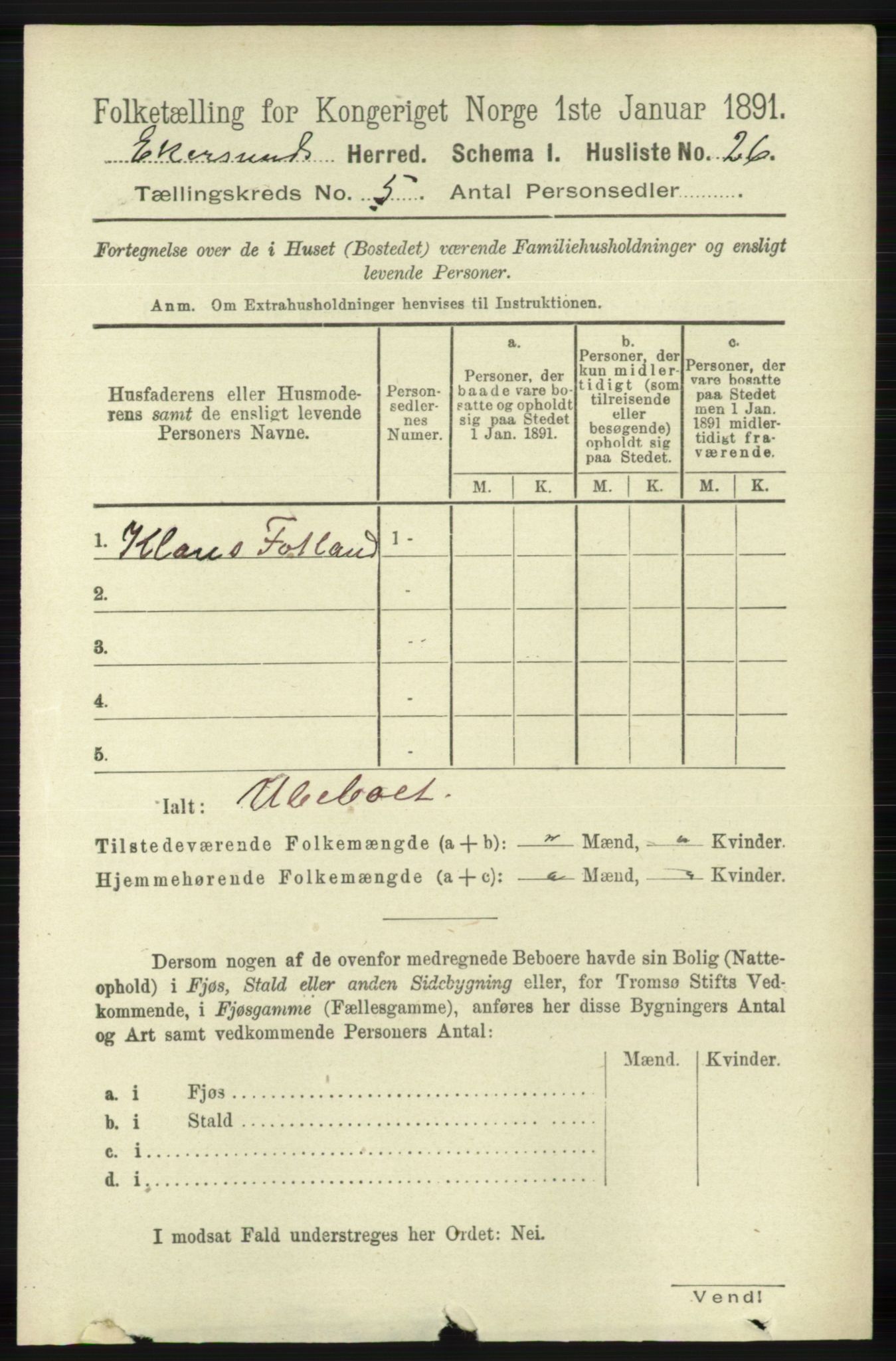 RA, 1891 census for 1116 Eigersund herred, 1891, p. 2042