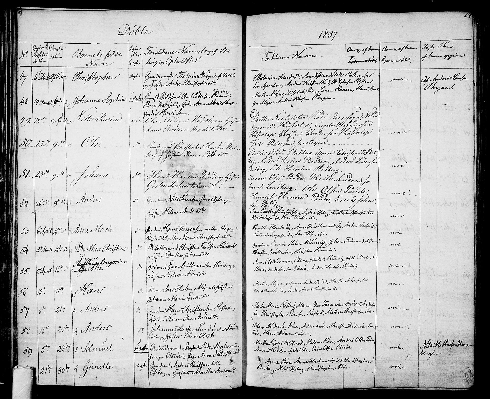 Sem kirkebøker, SAKO/A-5/F/Fa/L0005: Parish register (official) no. I 5, 1825-1842, p. 157-158