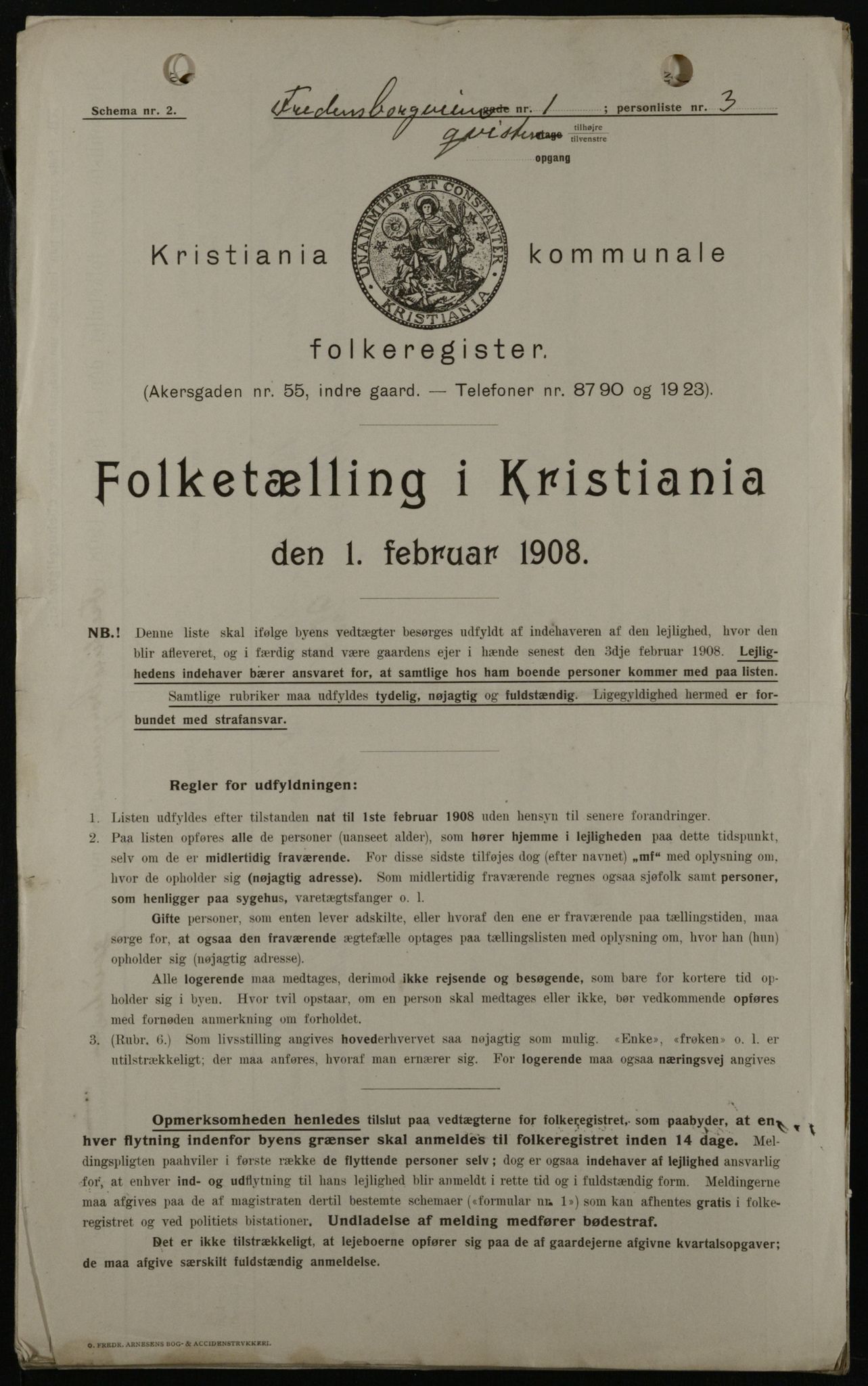 OBA, Municipal Census 1908 for Kristiania, 1908, p. 23082