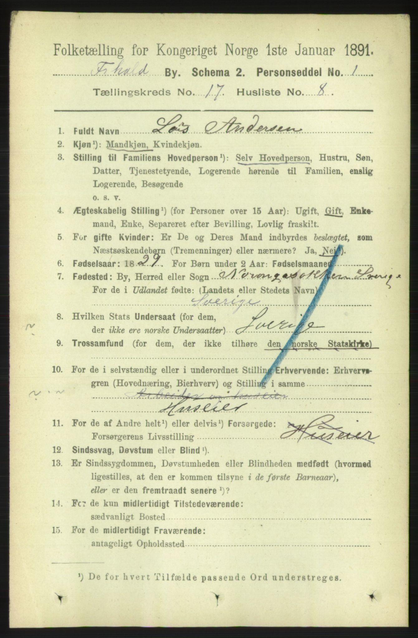 RA, 1891 census for 0101 Fredrikshald, 1891, p. 10939