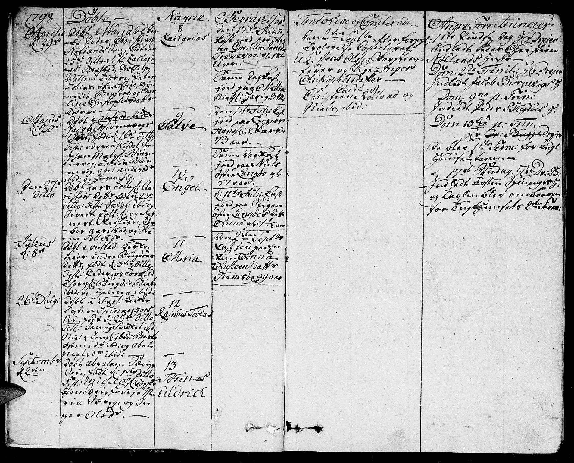 Herad sokneprestkontor, SAK/1111-0018/F/Fa/Fab/L0001: Parish register (official) no. A 1, 1797-1839, p. 3
