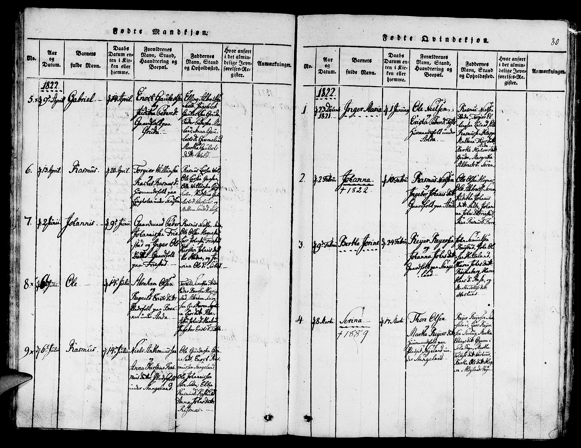 Klepp sokneprestkontor, AV/SAST-A-101803/001/3/30BA/L0002: Parish register (official) no. A 2, 1816-1833, p. 30