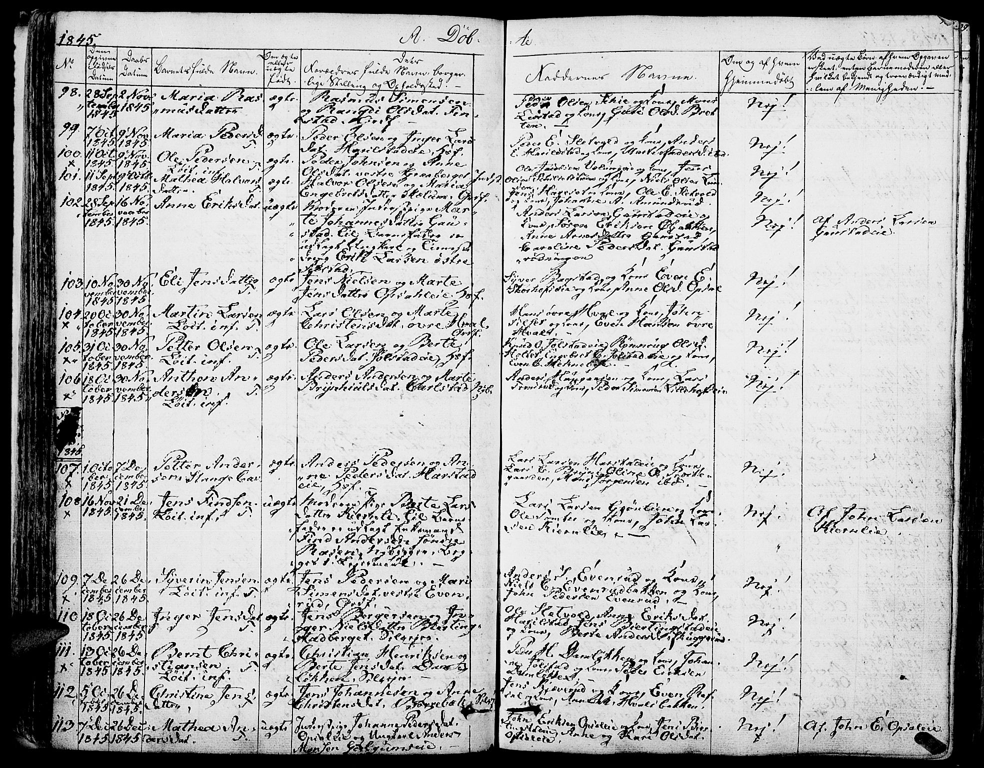 Romedal prestekontor, SAH/PREST-004/K/L0003: Parish register (official) no. 3, 1829-1846, p. 94