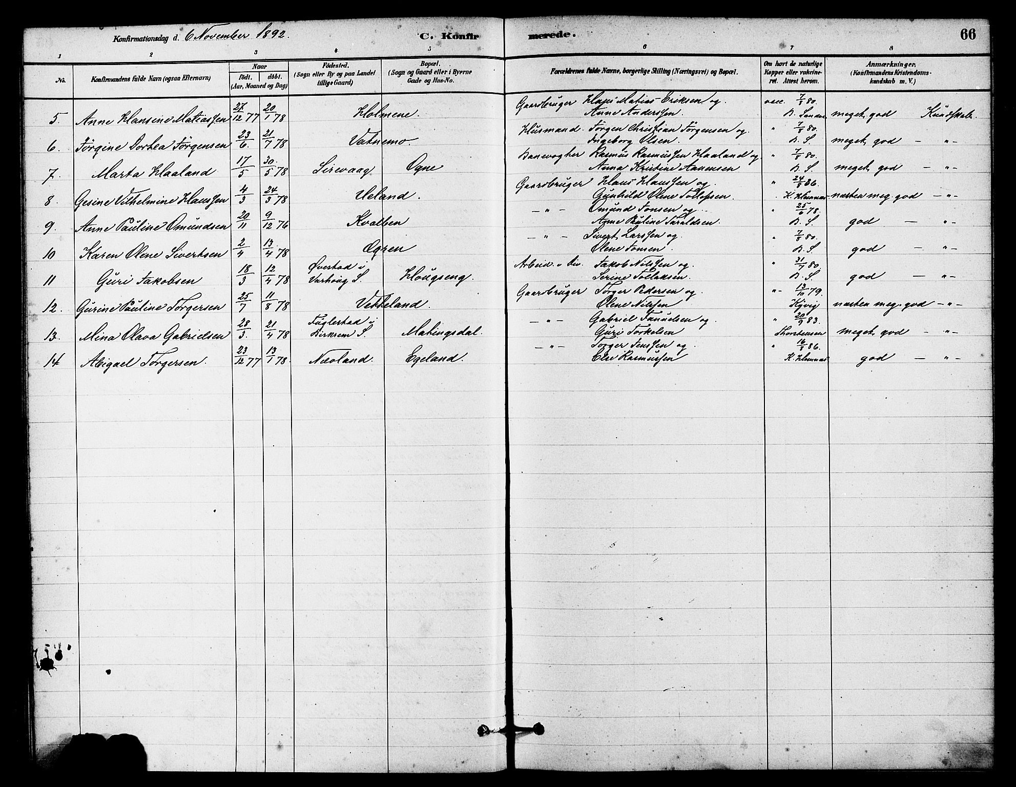 Eigersund sokneprestkontor, AV/SAST-A-101807/S08/L0016: Parish register (official) no. A 16, 1879-1893, p. 66