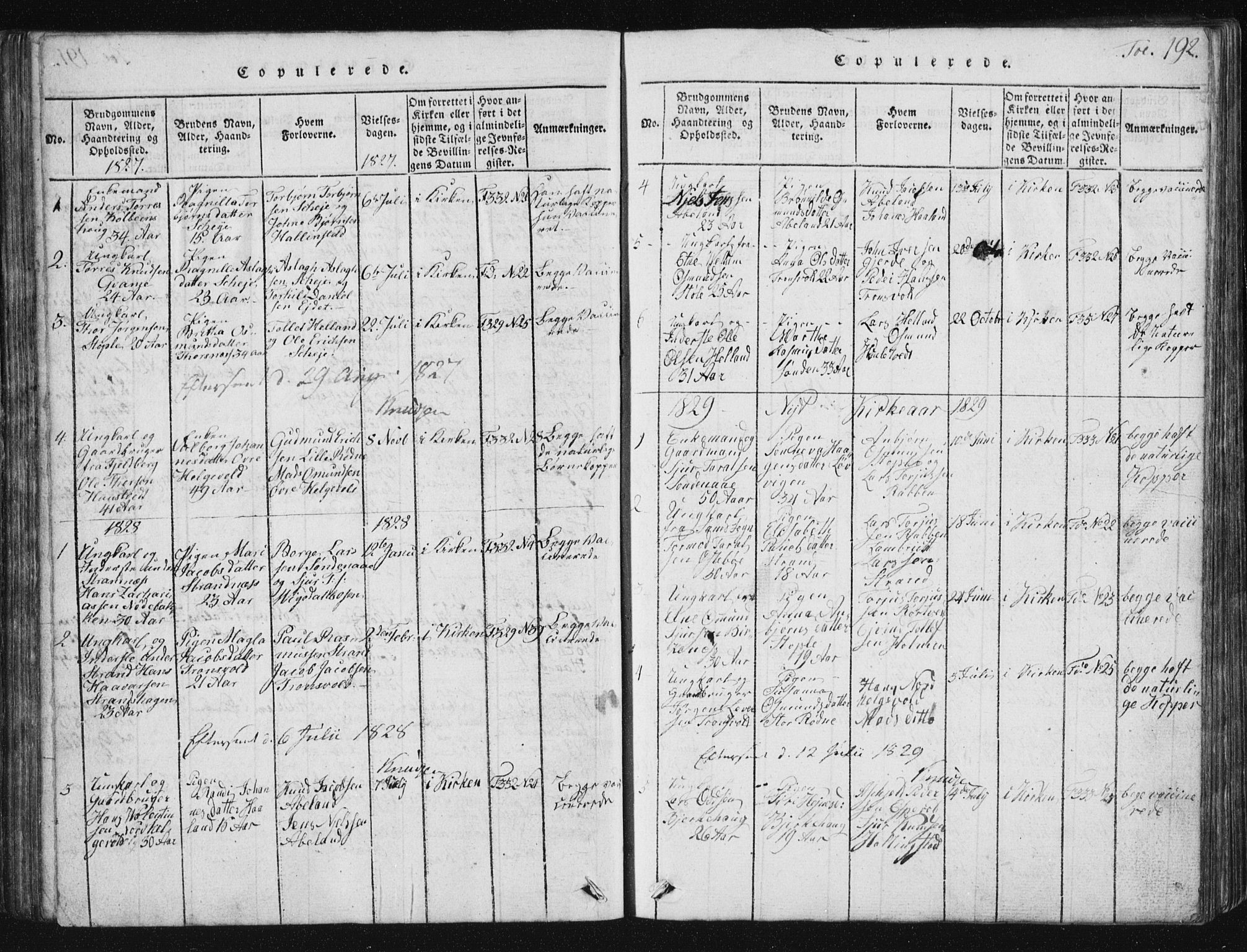 Vikedal sokneprestkontor, SAST/A-101840/01/V: Parish register (copy) no. B 2, 1816-1863, p. 192