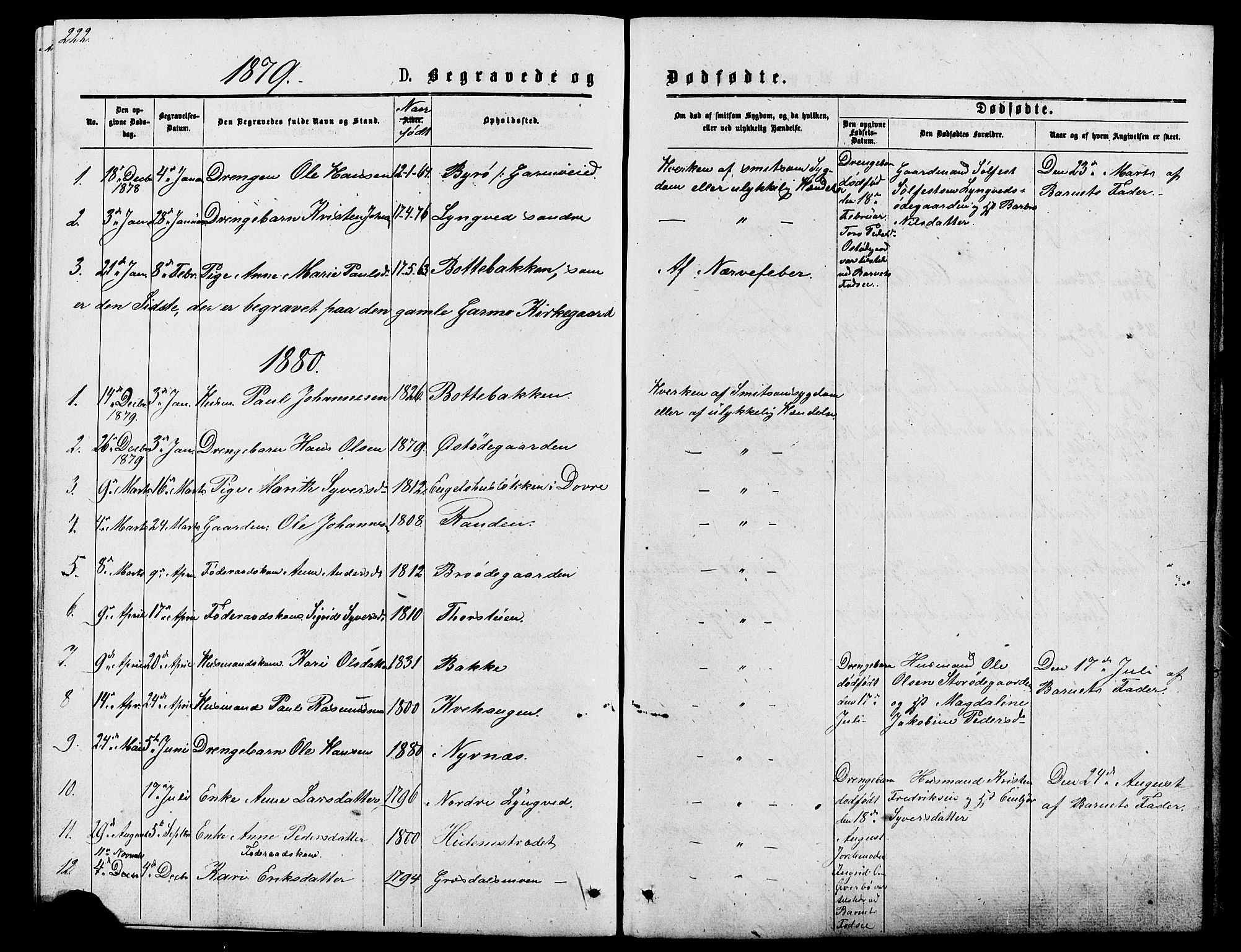 Lom prestekontor, SAH/PREST-070/L/L0005: Parish register (copy) no. 5, 1876-1901, p. 222-223