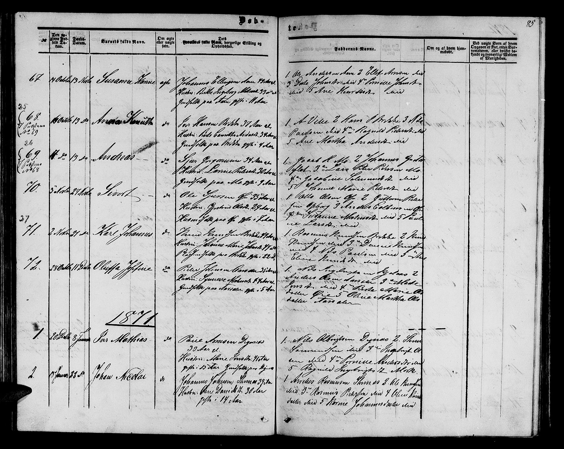 Ministerialprotokoller, klokkerbøker og fødselsregistre - Møre og Romsdal, AV/SAT-A-1454/513/L0188: Parish register (copy) no. 513C02, 1865-1882, p. 85