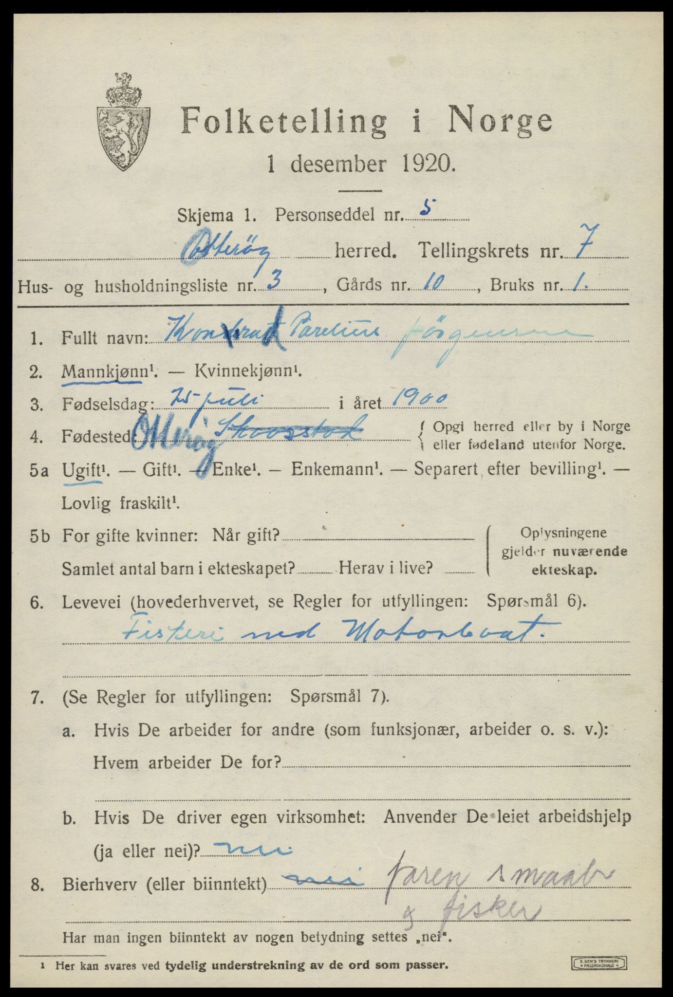SAT, 1920 census for Otterøy, 1920, p. 2625