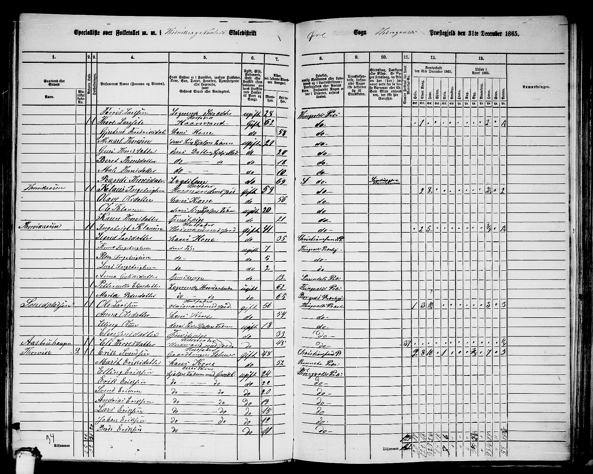 RA, 1865 census for Tingvoll, 1865, p. 167