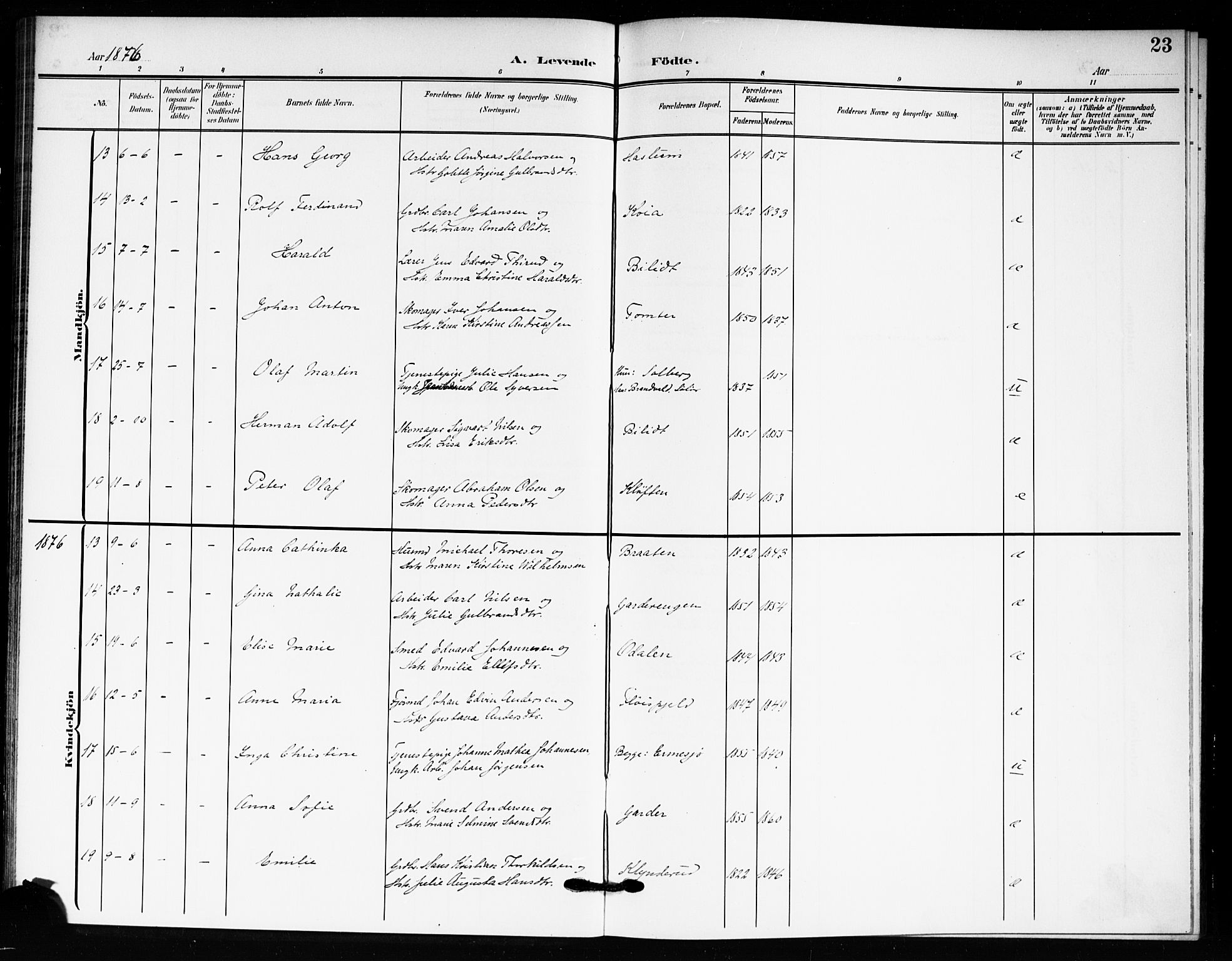 Drøbak prestekontor Kirkebøker, AV/SAO-A-10142a/F/Fc/L0001: Parish register (official) no. III 1, 1871-1900, p. 23