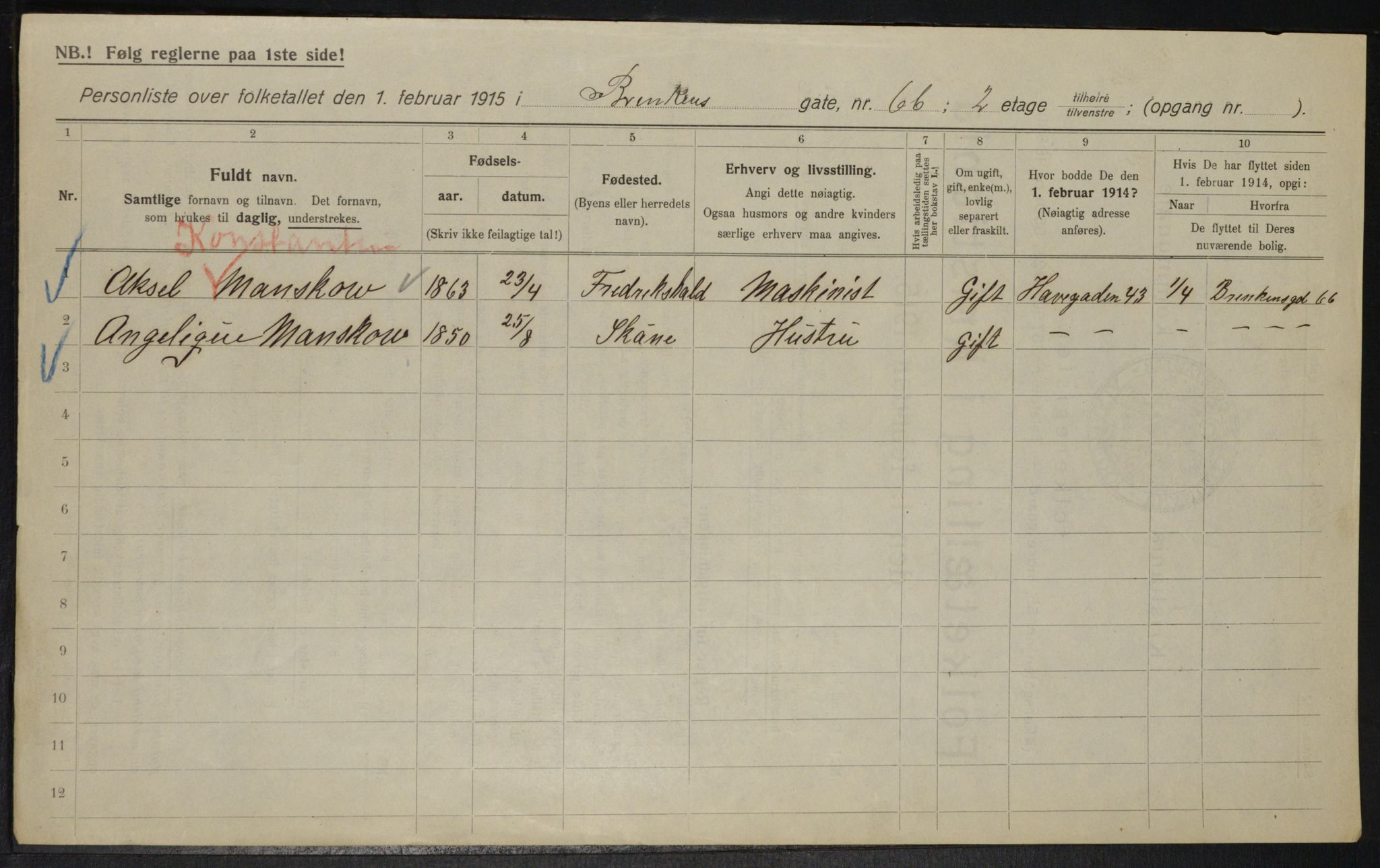 OBA, Municipal Census 1915 for Kristiania, 1915, p. 9073