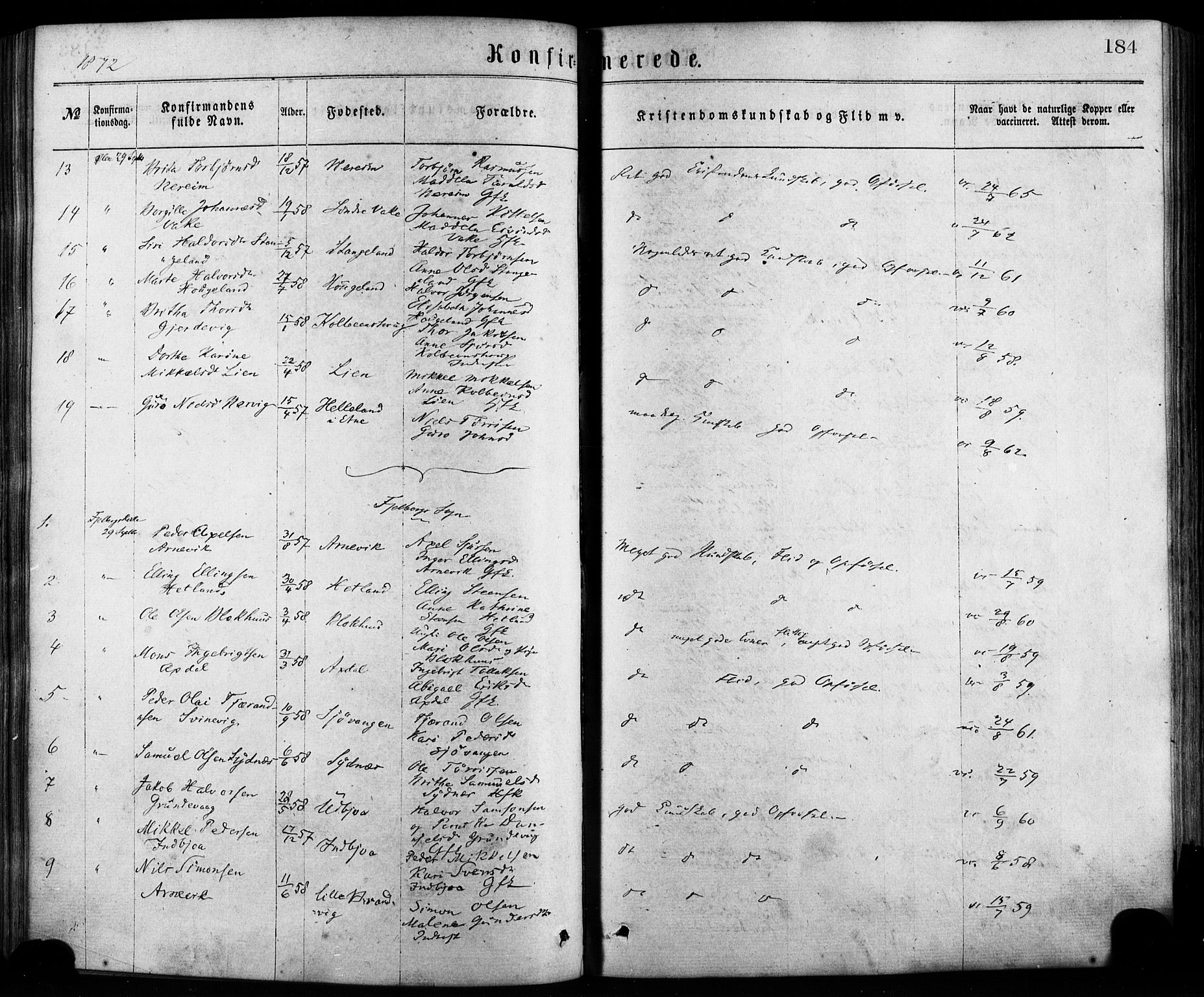 Fjelberg sokneprestembete, SAB/A-75201/H/Haa: Parish register (official) no. A 8, 1866-1879, p. 184
