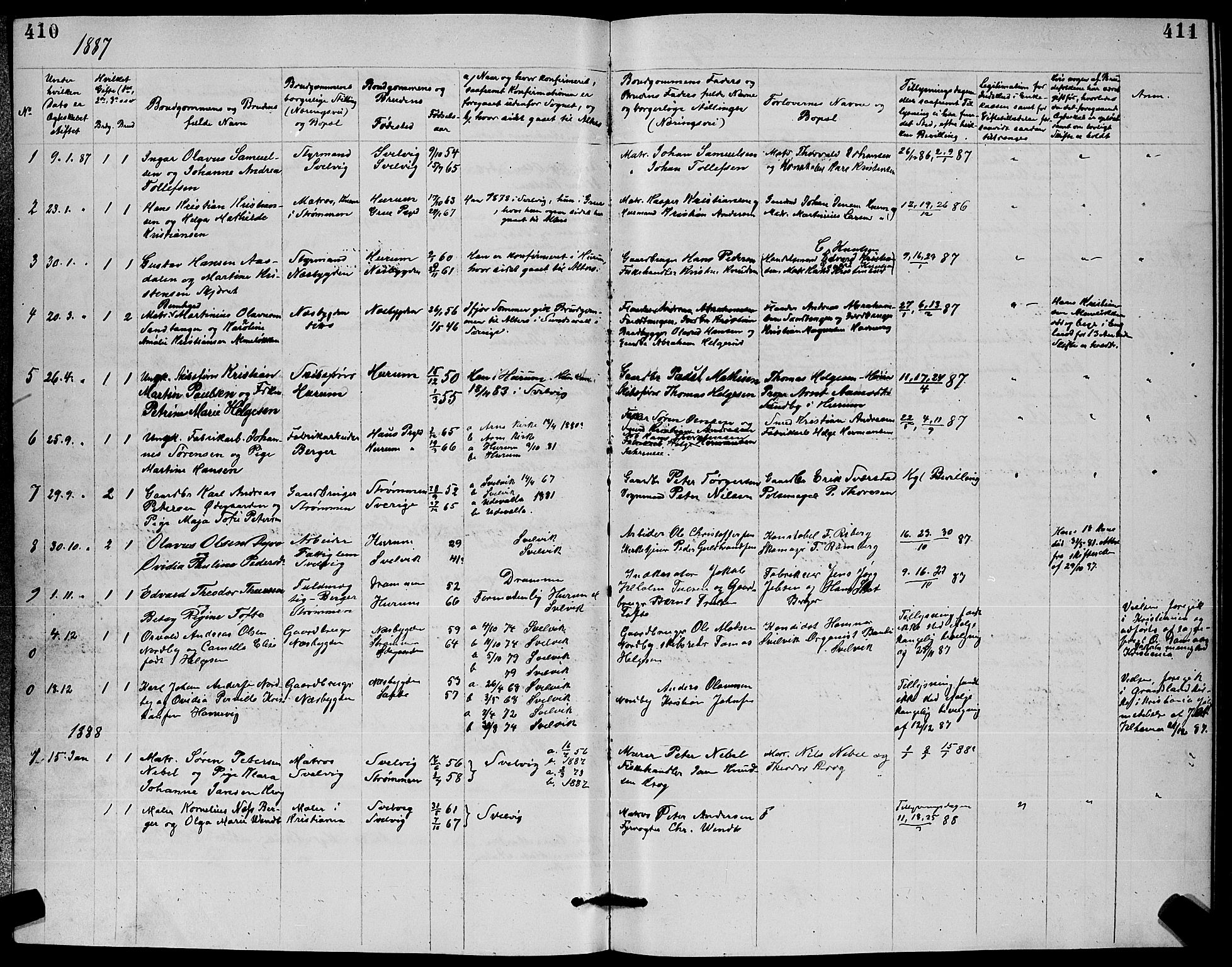 Strømm kirkebøker, AV/SAKO-A-322/G/Ga/L0002: Parish register (copy) no. I 2, 1885-1888, p. 410-411