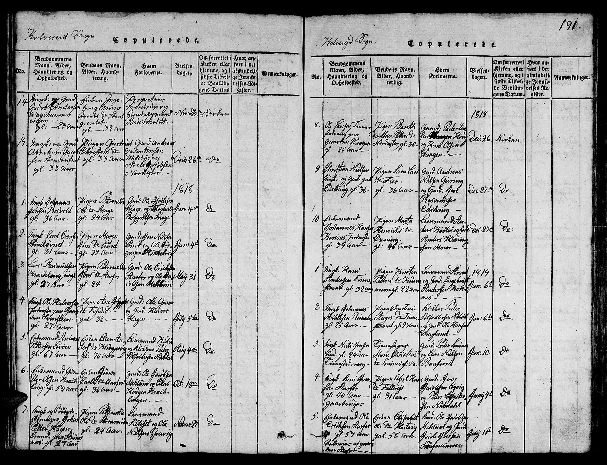 Ministerialprotokoller, klokkerbøker og fødselsregistre - Nord-Trøndelag, SAT/A-1458/780/L0648: Parish register (copy) no. 780C01 /1, 1815-1870, p. 191
