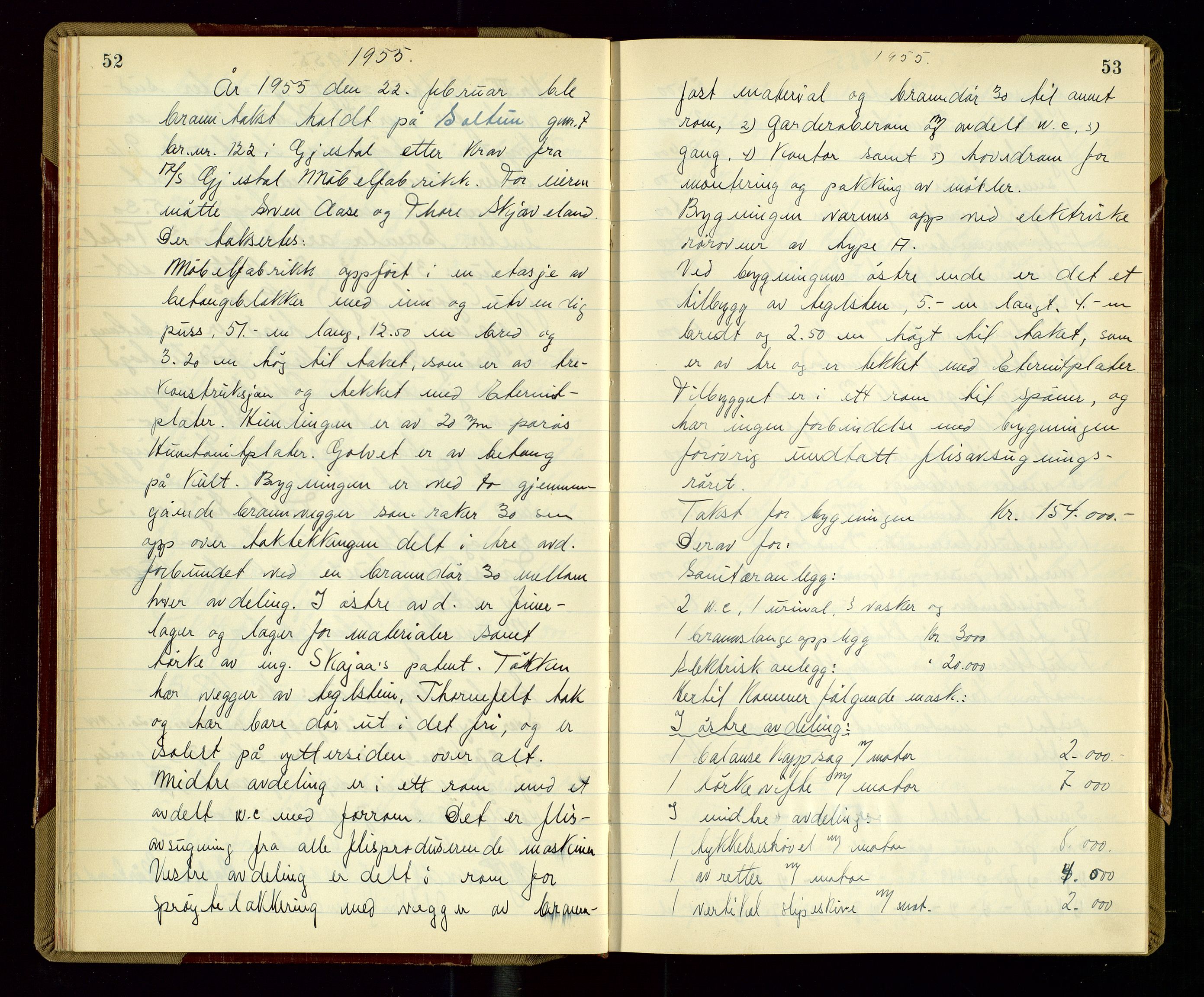 Gjesdal lensmannskontor, AV/SAST-A-100441/Go/L0006: Branntakstprotokoll, 1954-1955, p. 52-53