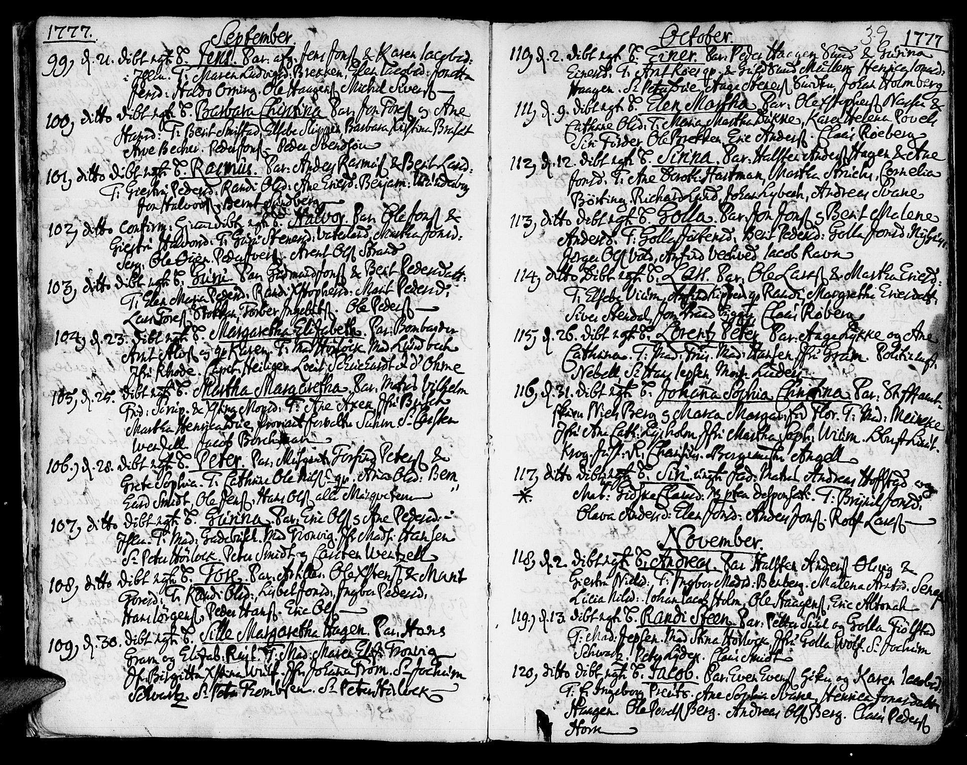 Ministerialprotokoller, klokkerbøker og fødselsregistre - Sør-Trøndelag, SAT/A-1456/601/L0039: Parish register (official) no. 601A07, 1770-1819, p. 39
