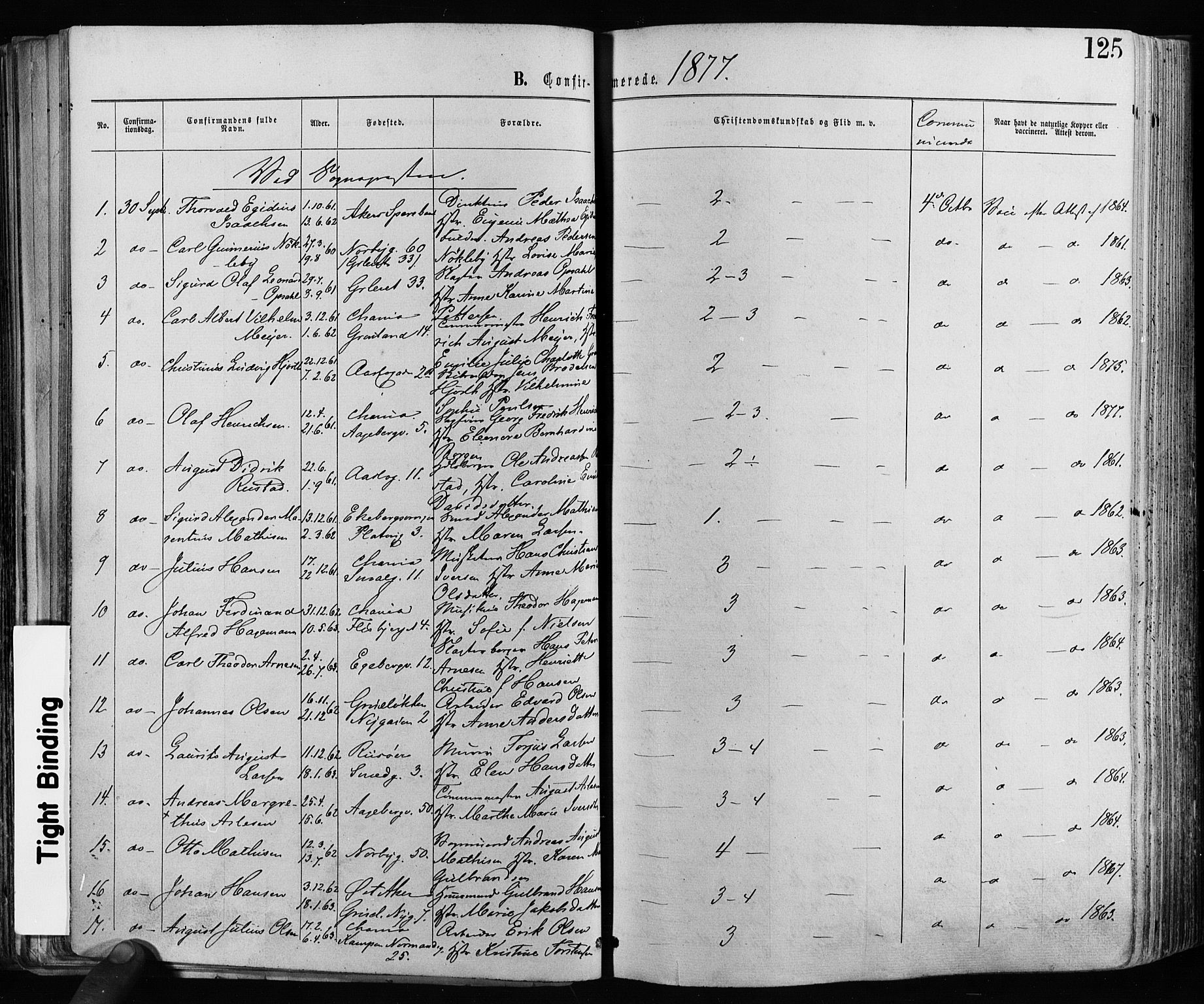 Grønland prestekontor Kirkebøker, AV/SAO-A-10848/F/Fa/L0005: Parish register (official) no. 5, 1869-1880, p. 125