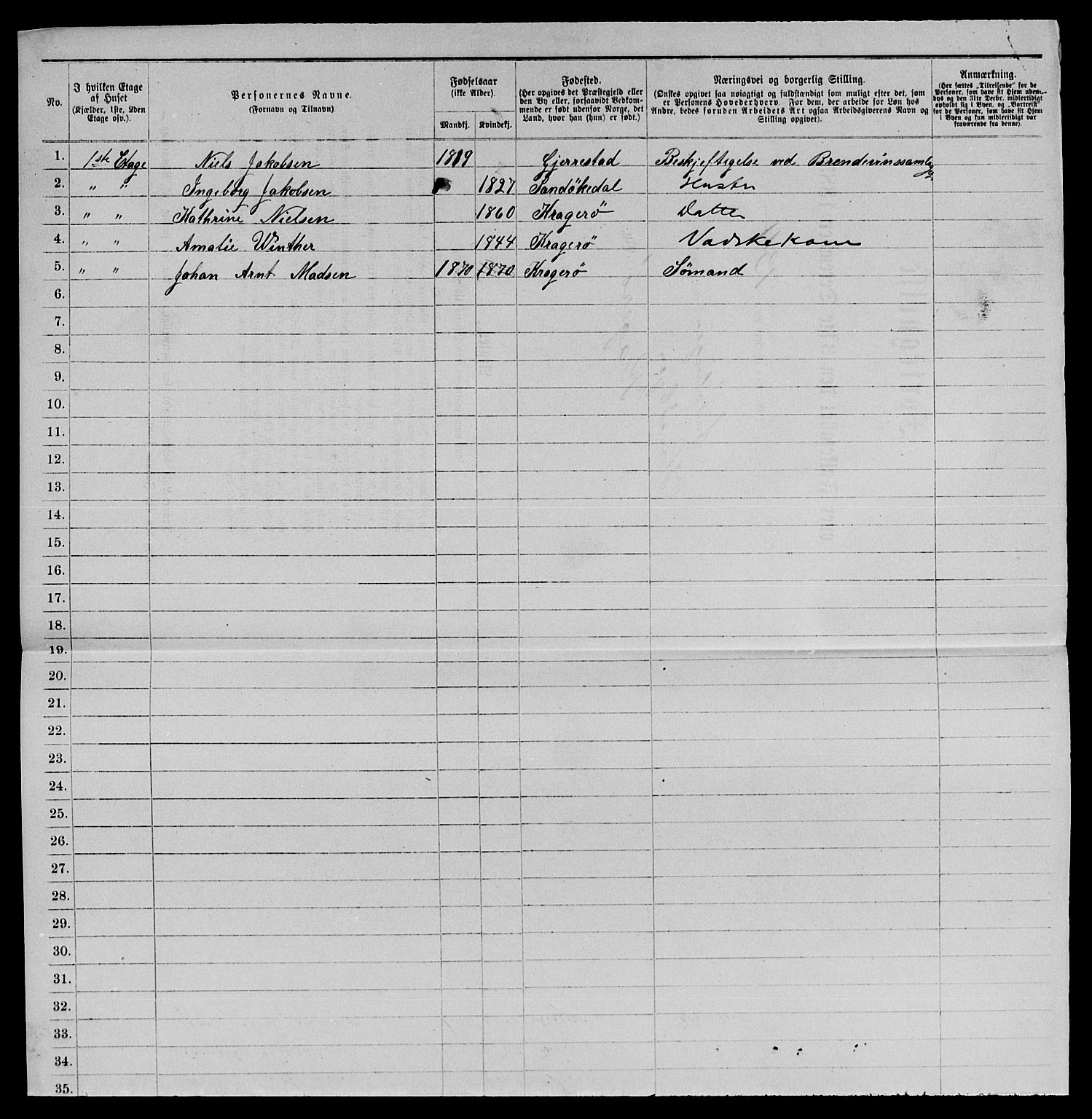 SAKO, 1885 census for 0801 Kragerø, 1885, p. 1293