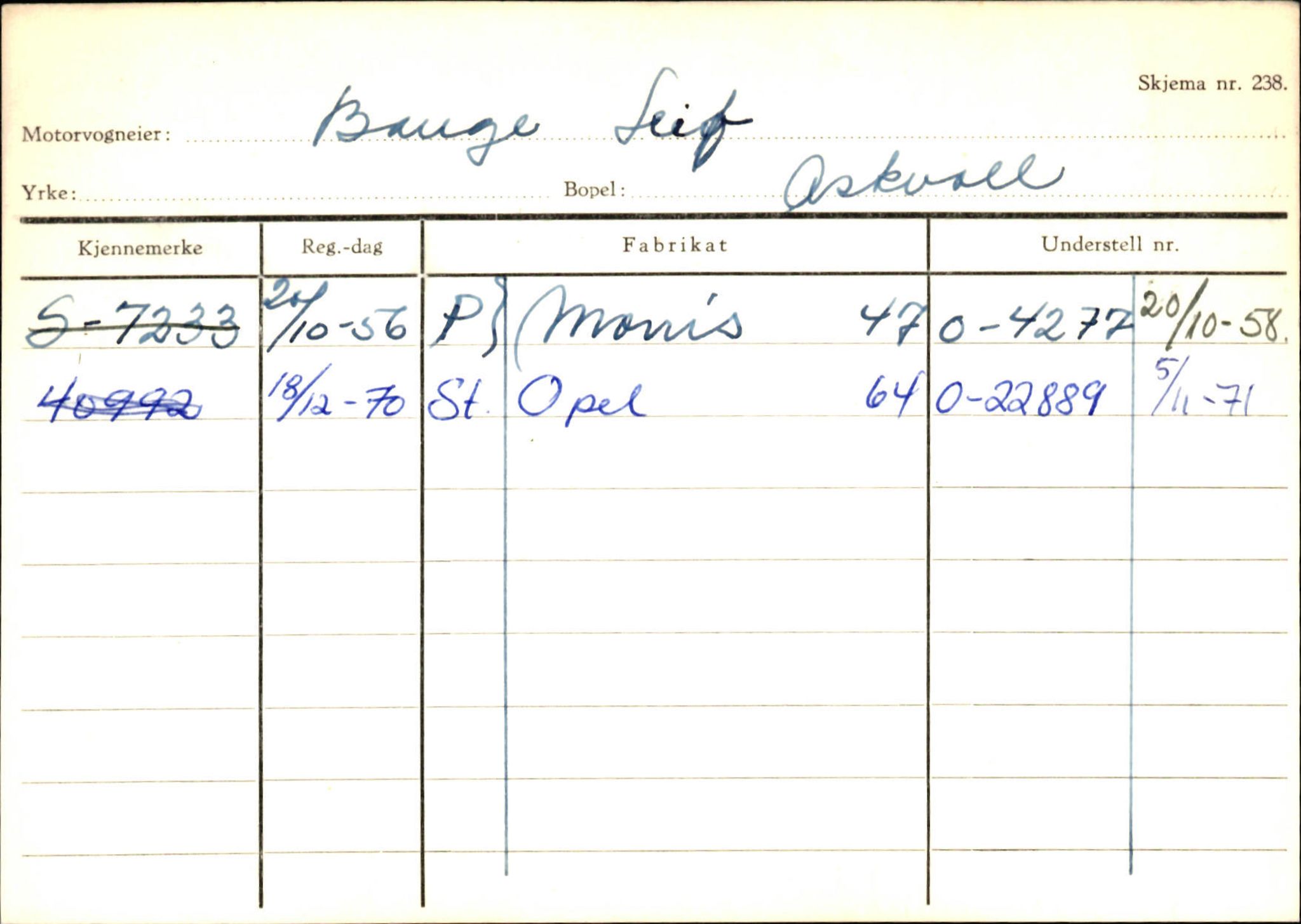 Statens vegvesen, Sogn og Fjordane vegkontor, AV/SAB-A-5301/4/F/L0132: Eigarregister Askvoll A-Å. Balestrand A-Å, 1945-1975, p. 93