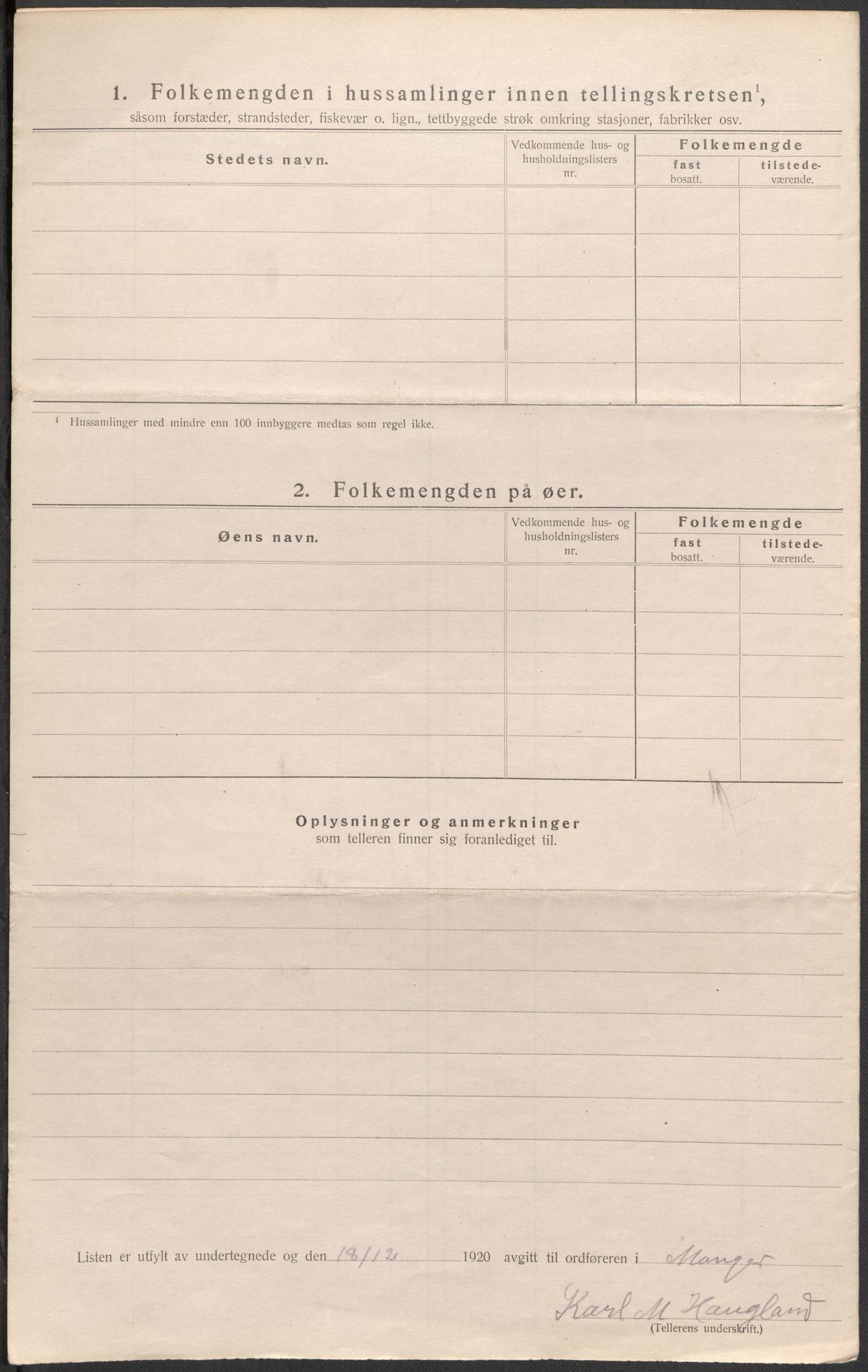 SAB, 1920 census for Manger, 1920, p. 22