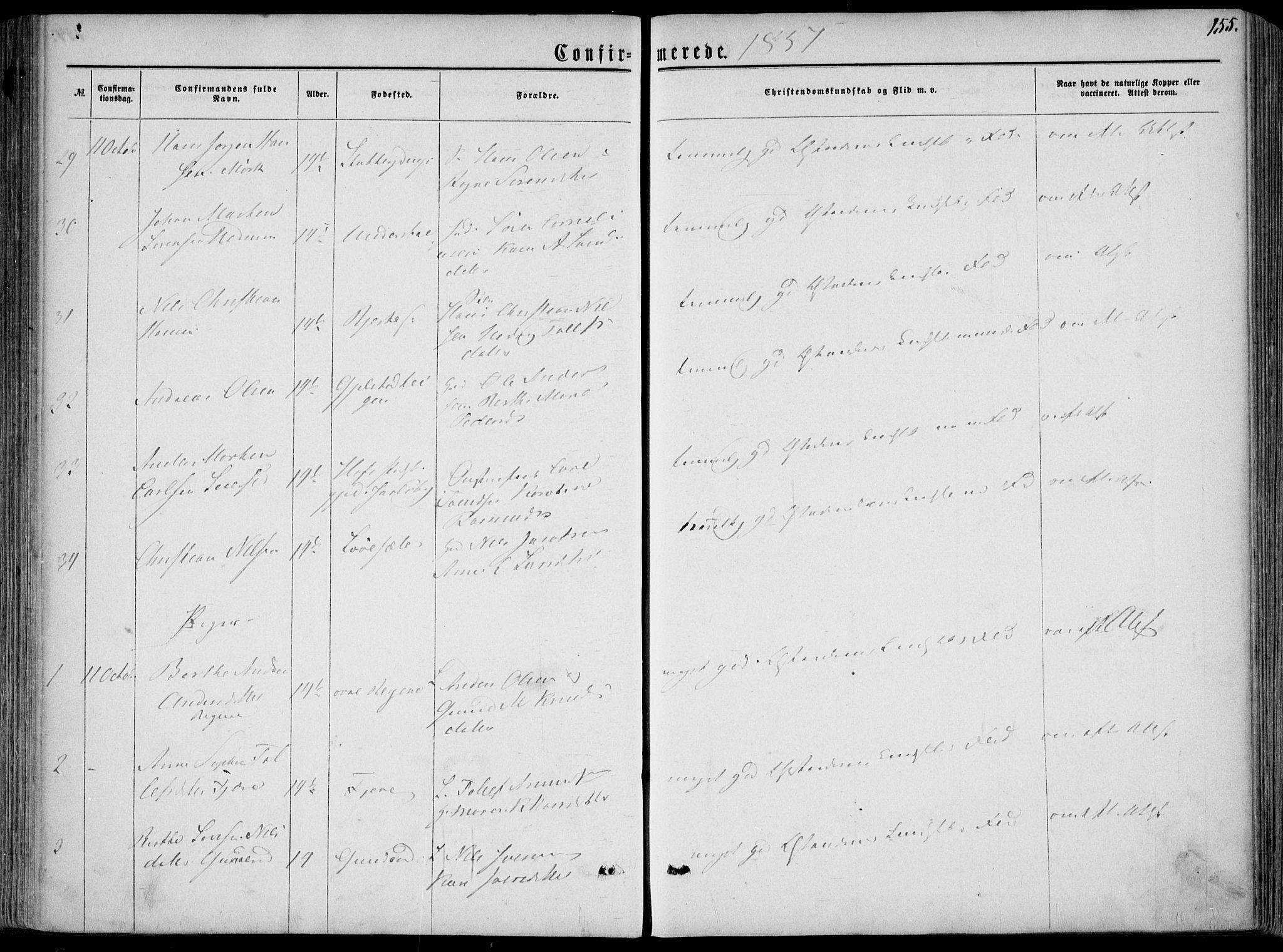 Hedrum kirkebøker, AV/SAKO-A-344/F/Fa/L0007: Parish register (official) no. I 7, 1857-1868, p. 155