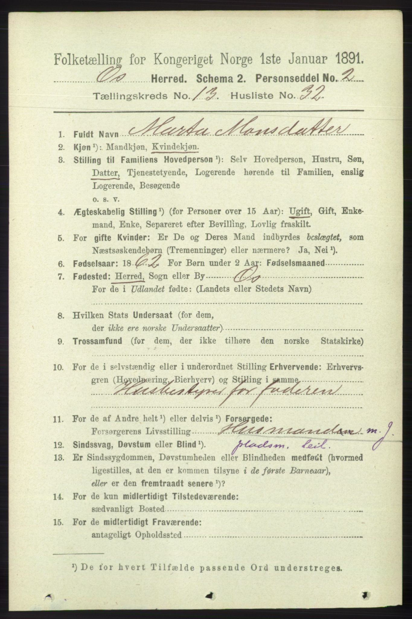 RA, 1891 census for 1243 Os, 1891, p. 2979