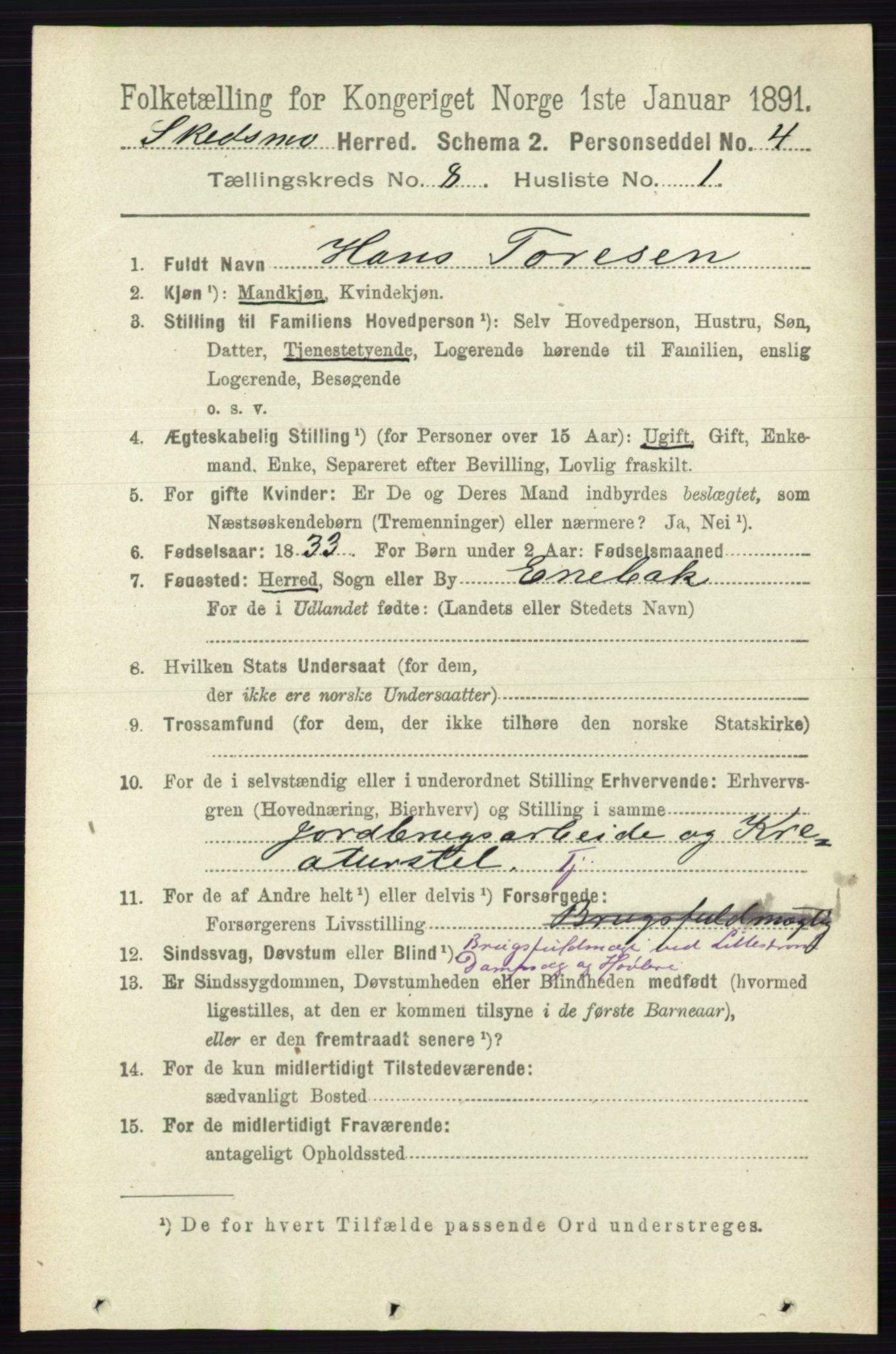 RA, 1891 census for 0231 Skedsmo, 1891, p. 3922