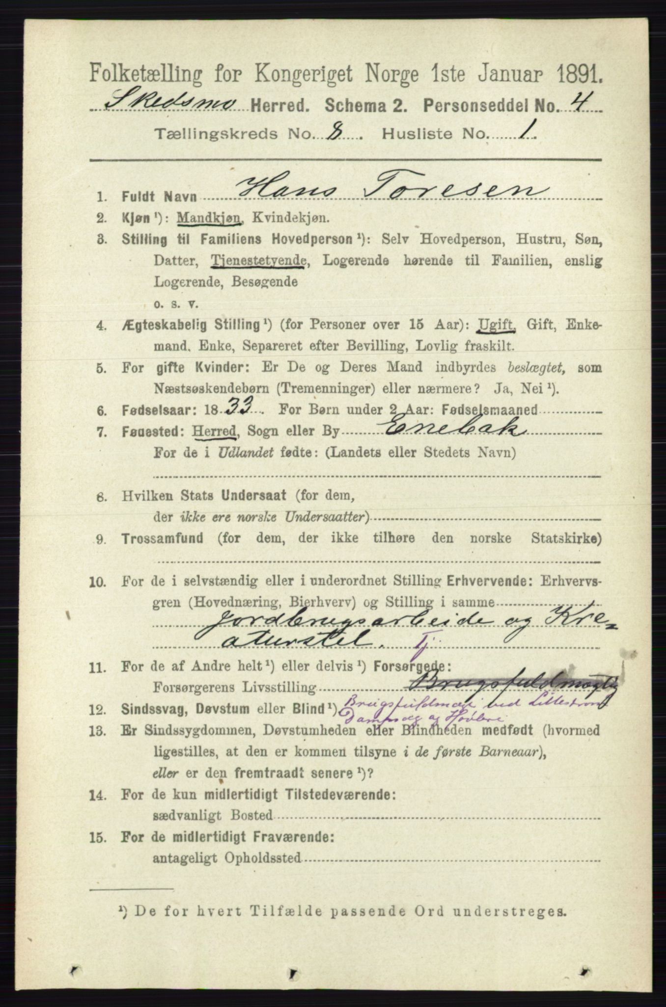 RA, 1891 census for 0231 Skedsmo, 1891, p. 3922