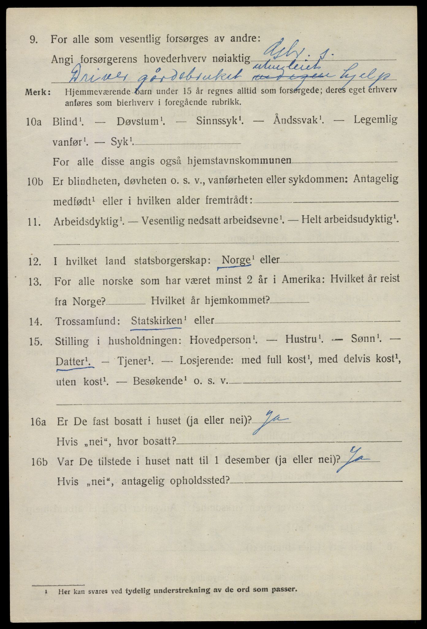 SAO, 1920 census for Degernes, 1920, p. 3071