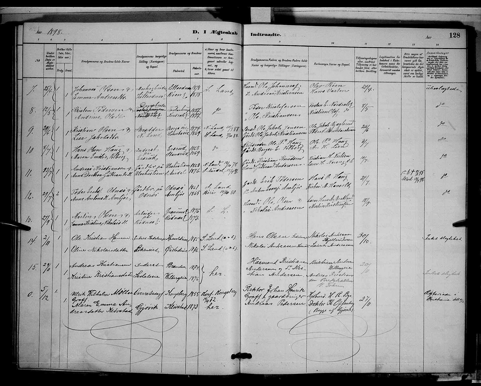 Søndre Land prestekontor, AV/SAH-PREST-122/L/L0003: Parish register (copy) no. 3, 1884-1902, p. 128