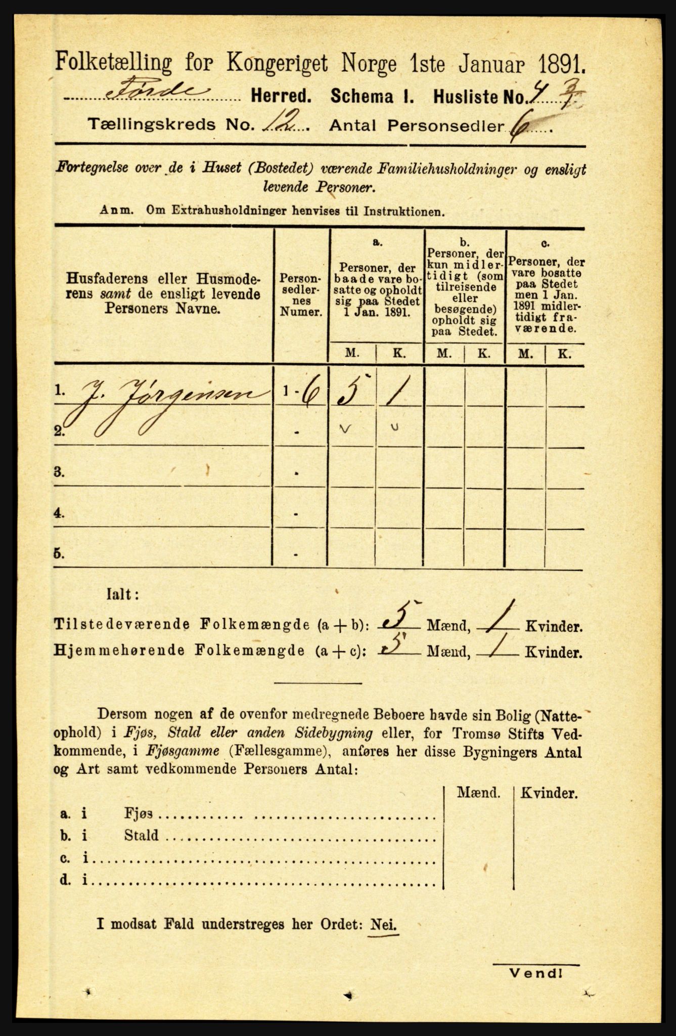 RA, 1891 census for 1432 Førde, 1891, p. 4249