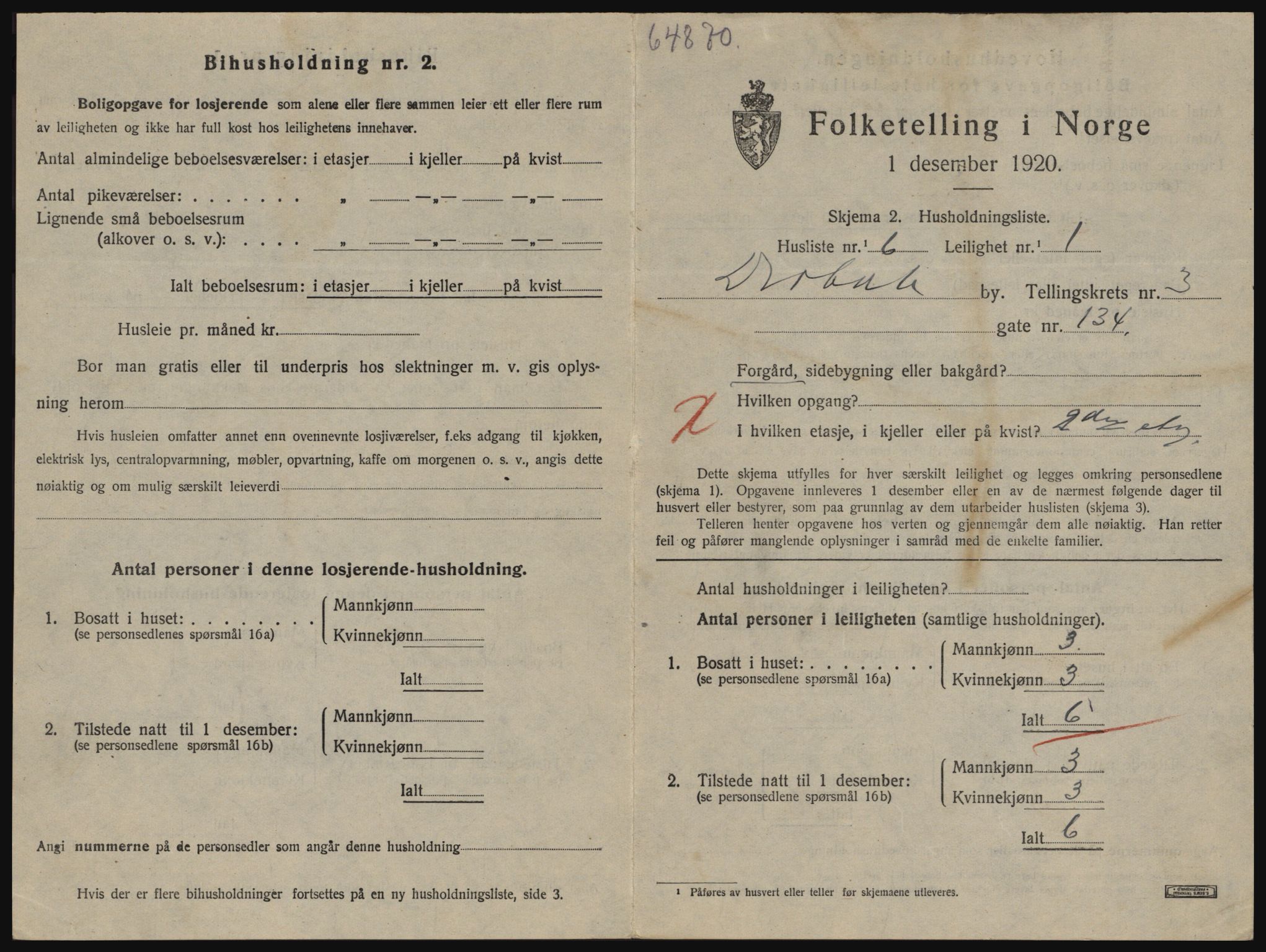 SAO, 1920 census for Drøbak, 1920, p. 1129