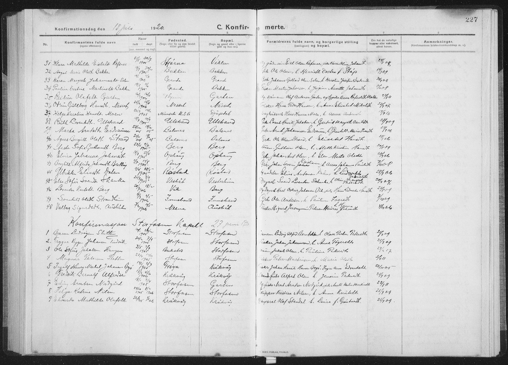 Ministerialprotokoller, klokkerbøker og fødselsregistre - Sør-Trøndelag, SAT/A-1456/659/L0747: Parish register (copy) no. 659C04, 1913-1938, p. 227
